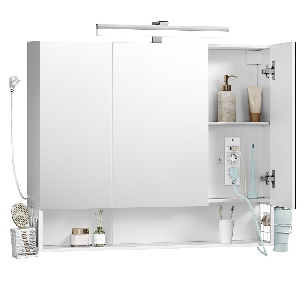 Badezimmerschrank mit LED-Beleuchtung, 16,6 x 90