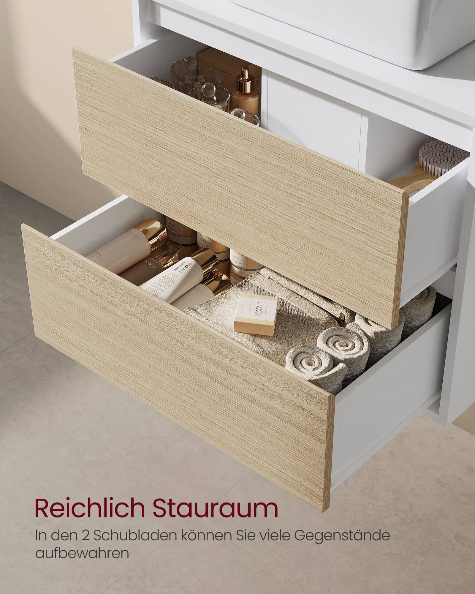 Waschbeckenunterschrank hängend mit 2 Schubladen Waschbeckenunterschrank hängend mit 2 Schubladen