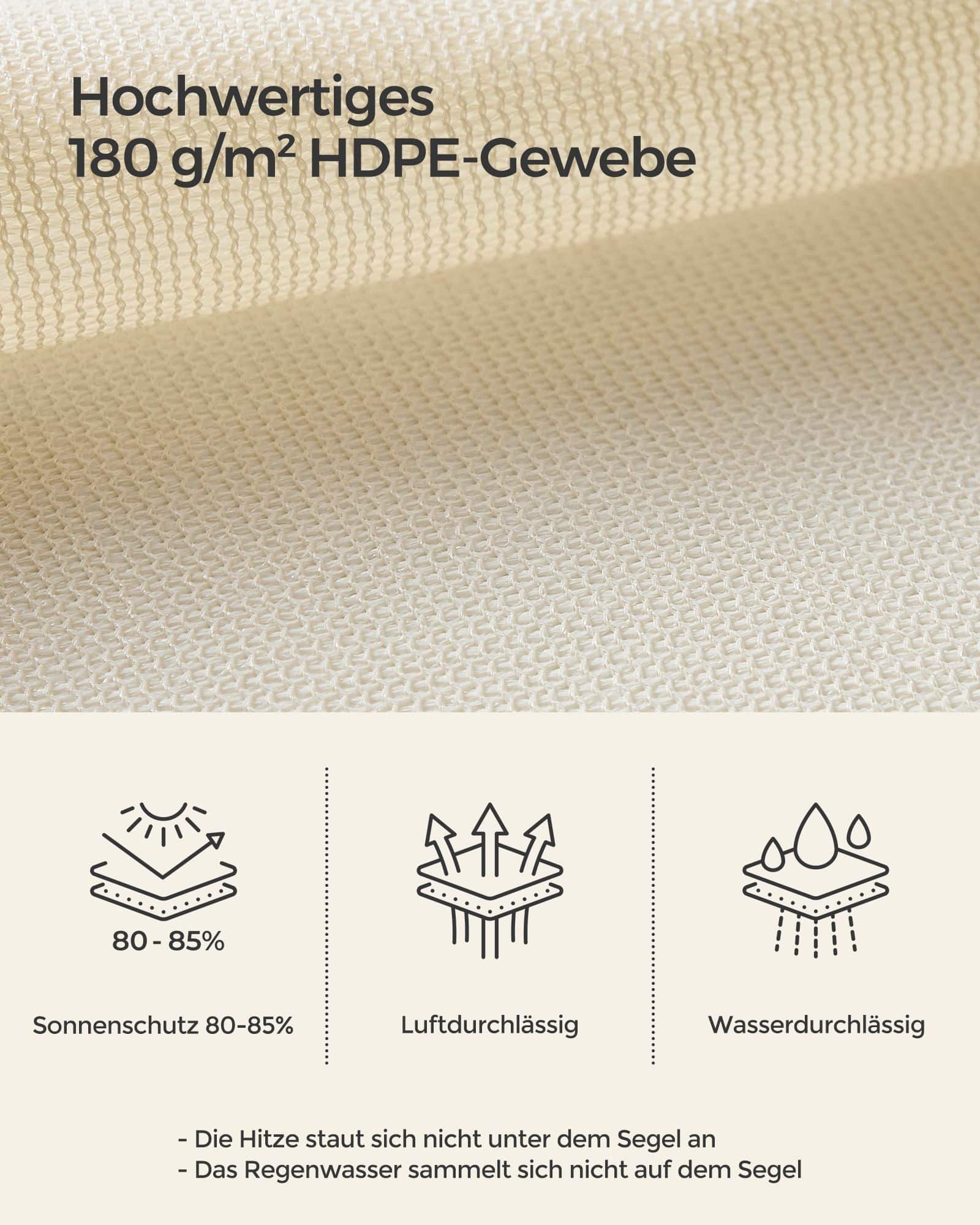 Sonnenschutz aus HDPE-Gewebe 4 x 4 m quadratisch-GSS44IVV1