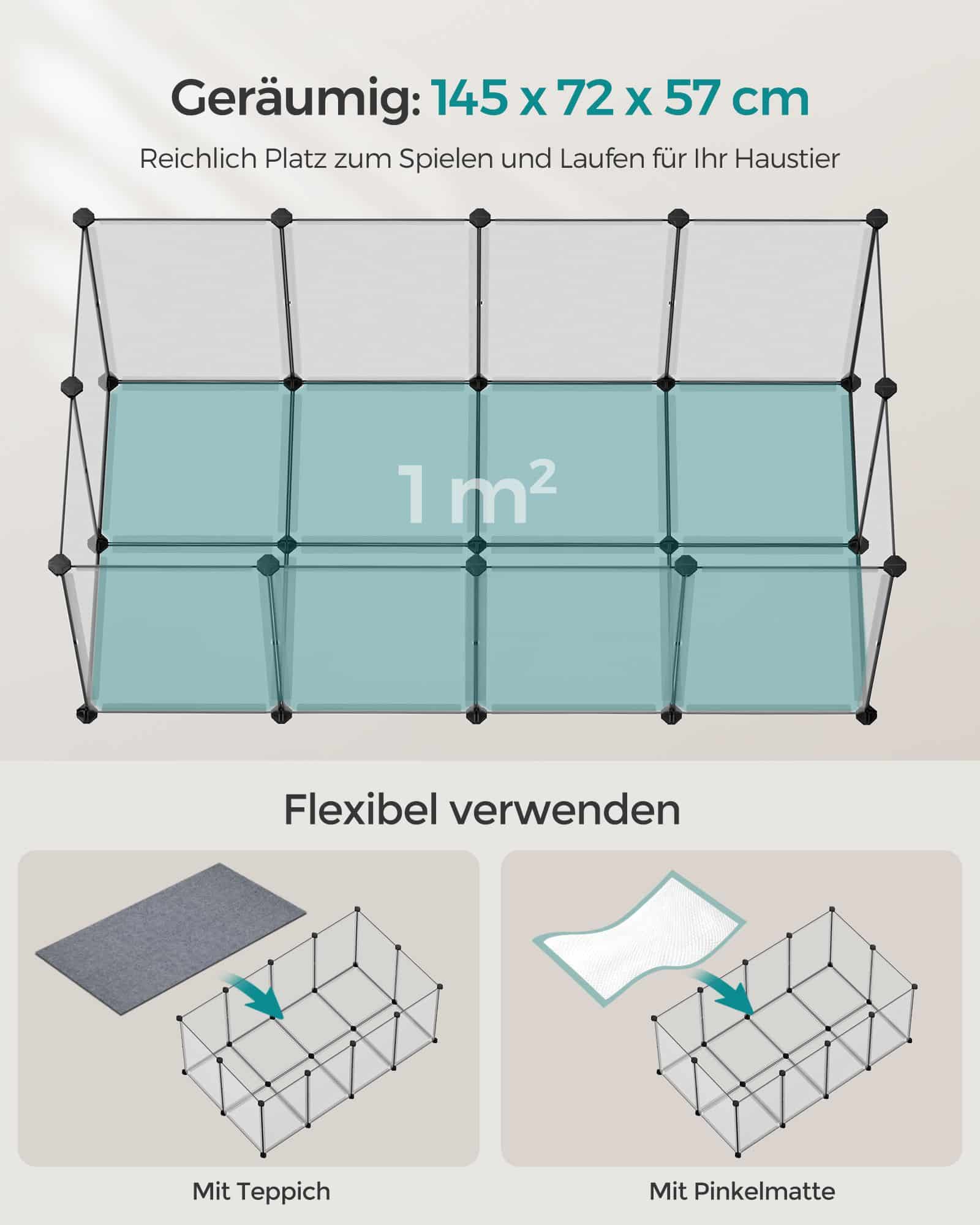 Freigehege mit Bodenplatten Kunststoff grau Freigehege mit Bodenplatten Kunststoff grau