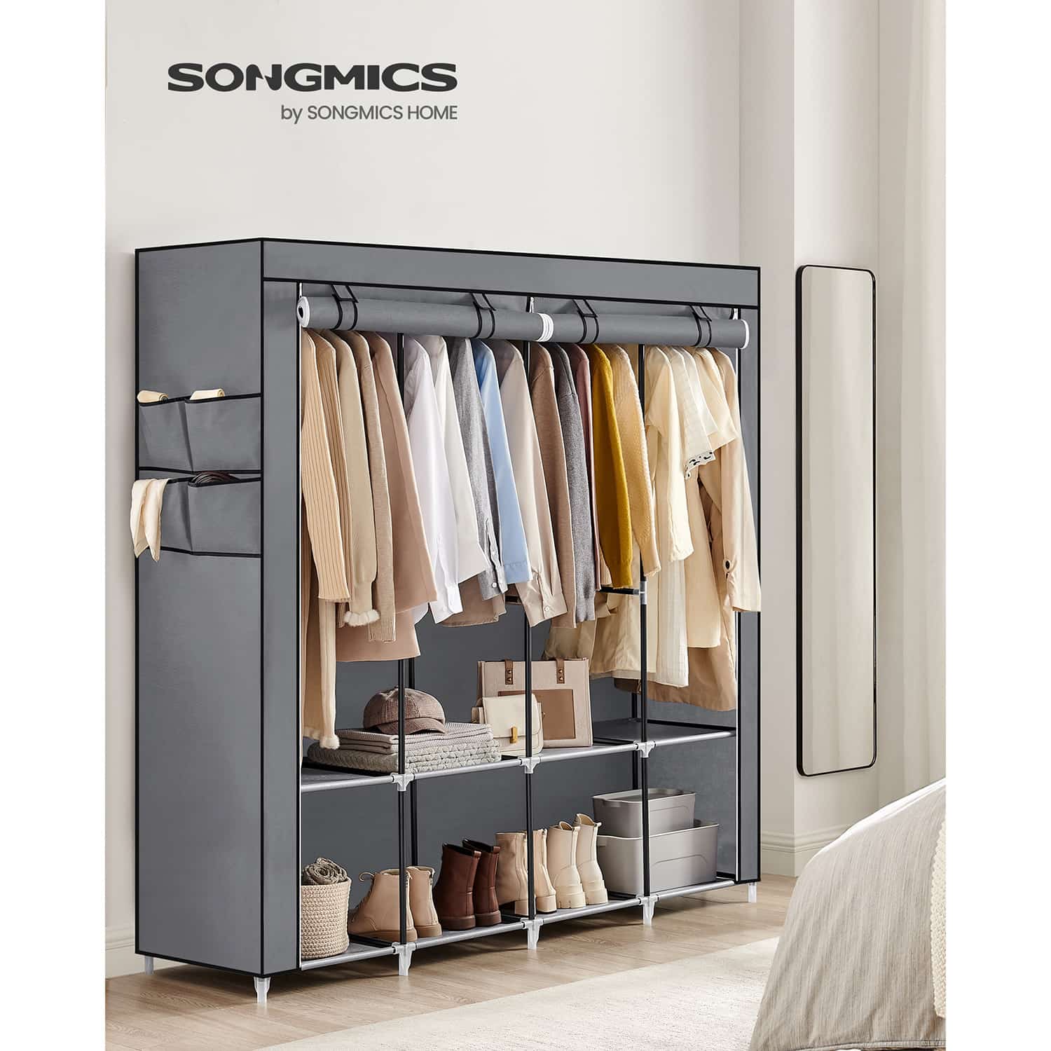 Stoffschrank mit 4 Kleiderstangen und 4 Seitentaschen-RYG094G02 Stoffschrank mit 4 Kleiderstangen und 4 Seitentaschen-RYG094G02