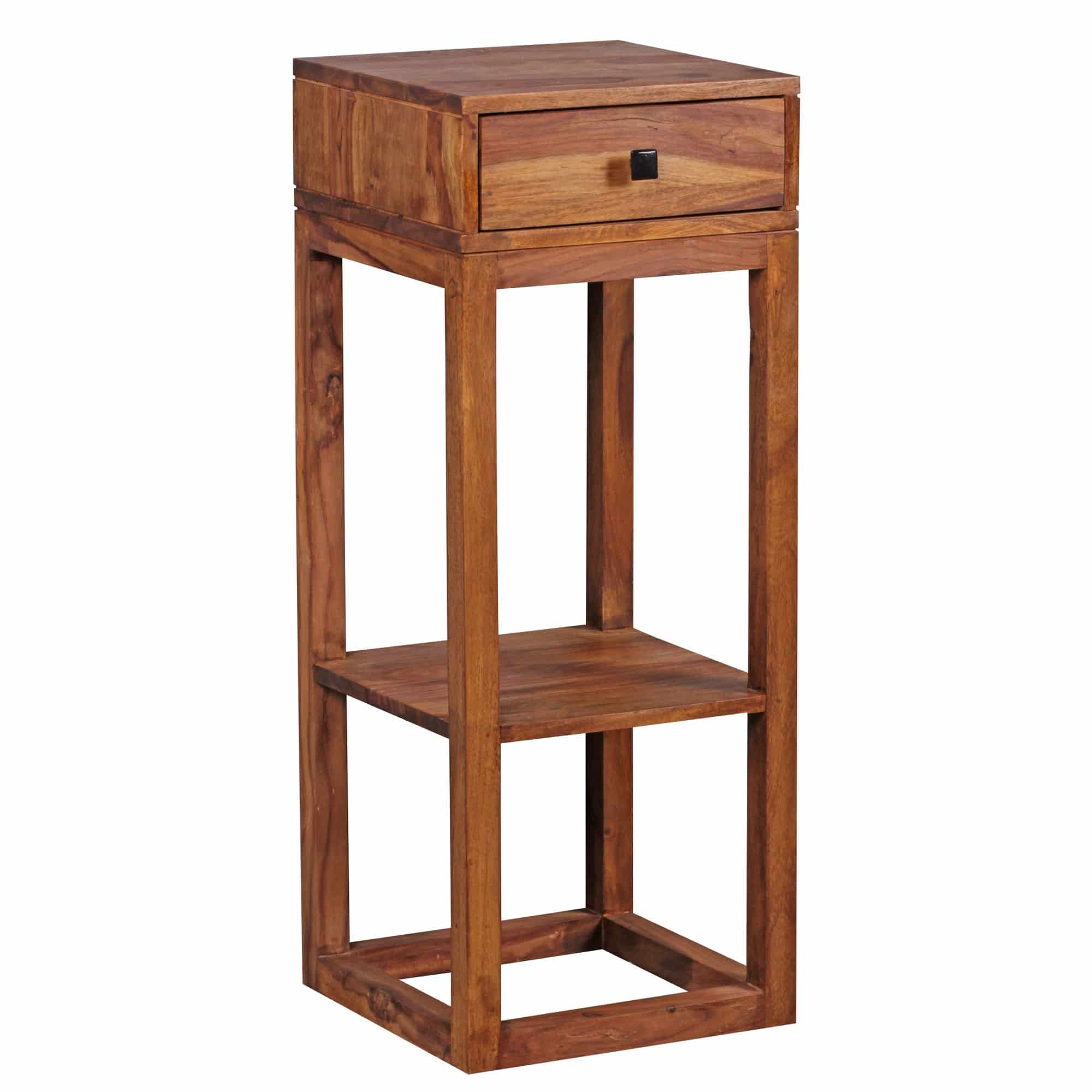 Beistelltisch MUMBAI Massivholz Sheesham Anstelltisch Telefontisch mit Schublade 35 x 35 x 90 cm Beistelltisch MUMBAI Massivholz Sheesham Anstelltisch Telefontisch mit Schublade 35 x 35 x 90 cm