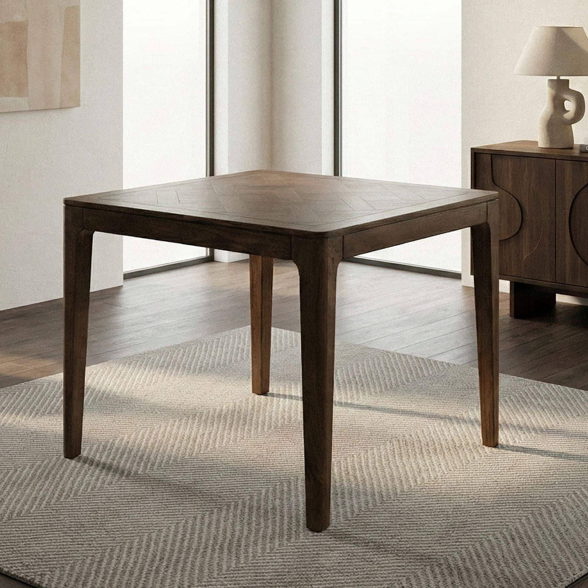 Esstisch Massivholz Mango 80x80 cm Walnuss-Finish - Quadratischer Esszimmertisch Holz - Küchentisch modern für 4 Personen - Stabiler Holztisch - Tisch für Esszimmer Bistrotisch Handmade