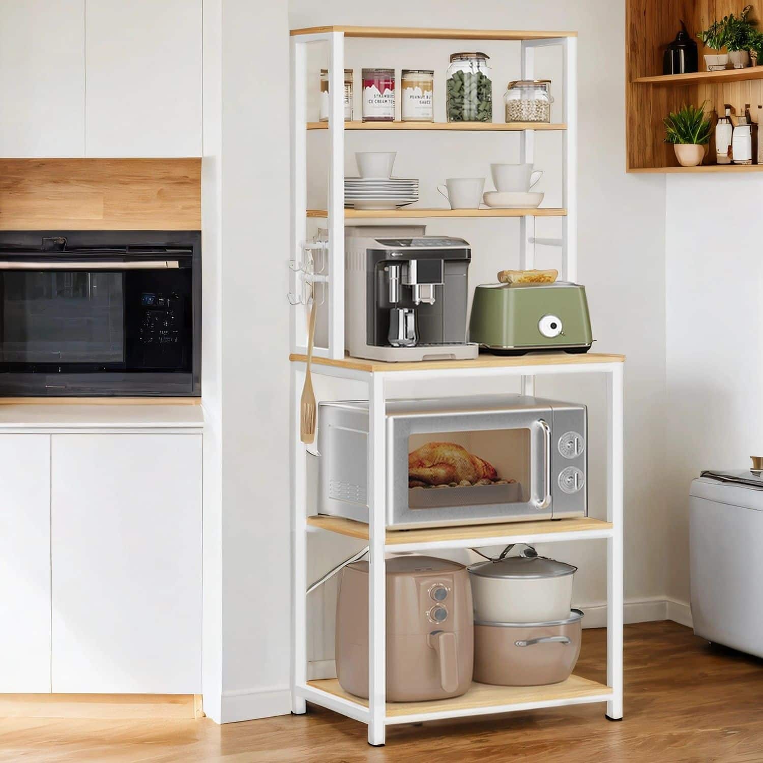 VASAGLE Küchenregal 6 Ebenen goldeiche-weiß
