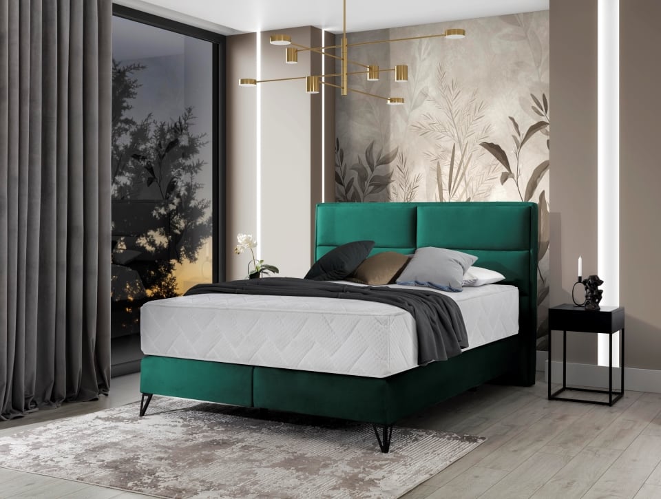 Fabino Boxspringbett mit Latex-Taschenfederkernmatratze und Metallfüßen Fabino Boxspringbett mit Latex-Taschenfederkernmatratze und Metallfüßen