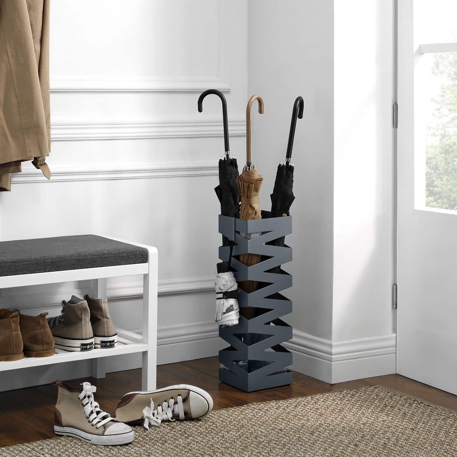 Regenschirmständer aus Metall quadratisch anthrazit-LUC016G01 Regenschirmständer aus Metall quadratisch anthrazit-LUC016G01