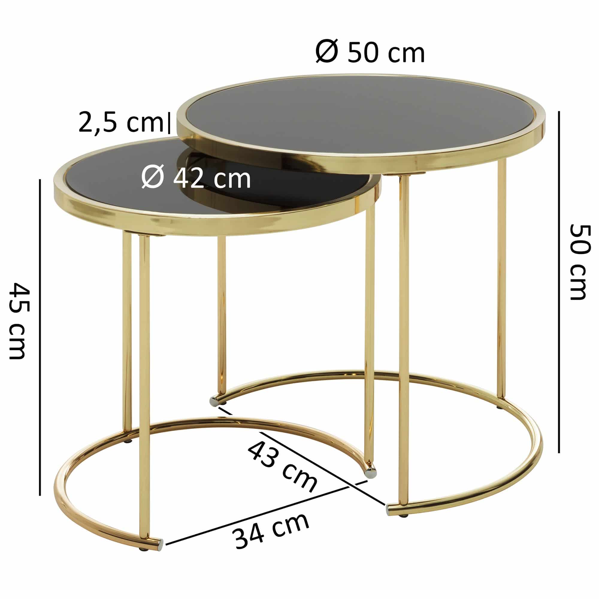 47898-WOHNLING-Satztisch-CORA-Schwarz-Gold-WL5-_3 Design Satztisch COMO Schwarz/Gold Beistelltisch Metall/Glas