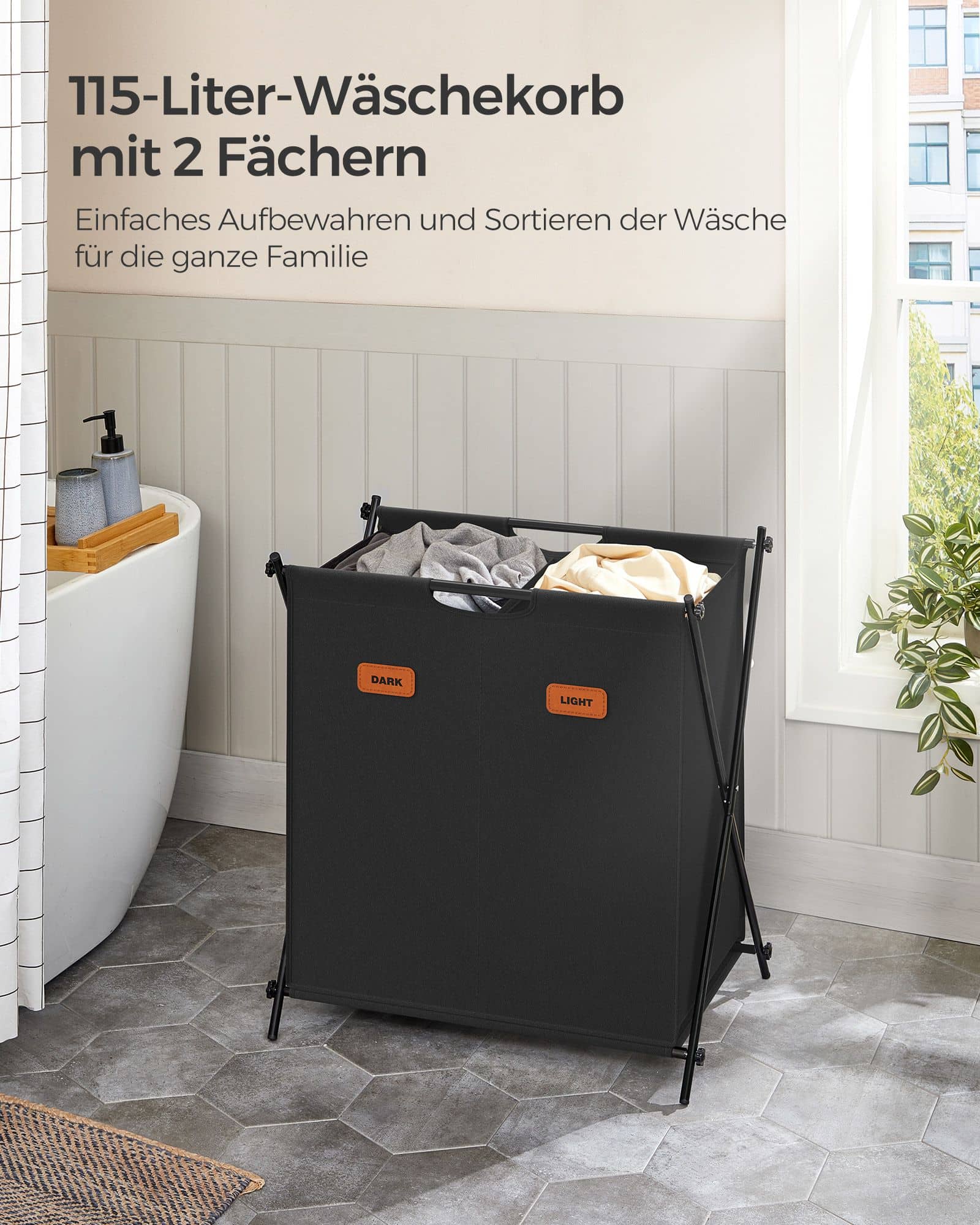 Wäschekorb, Wäschesammler 115 Liter, Wäschebox Wäschekorb, Wäschesammler 115 Liter, Wäschebox