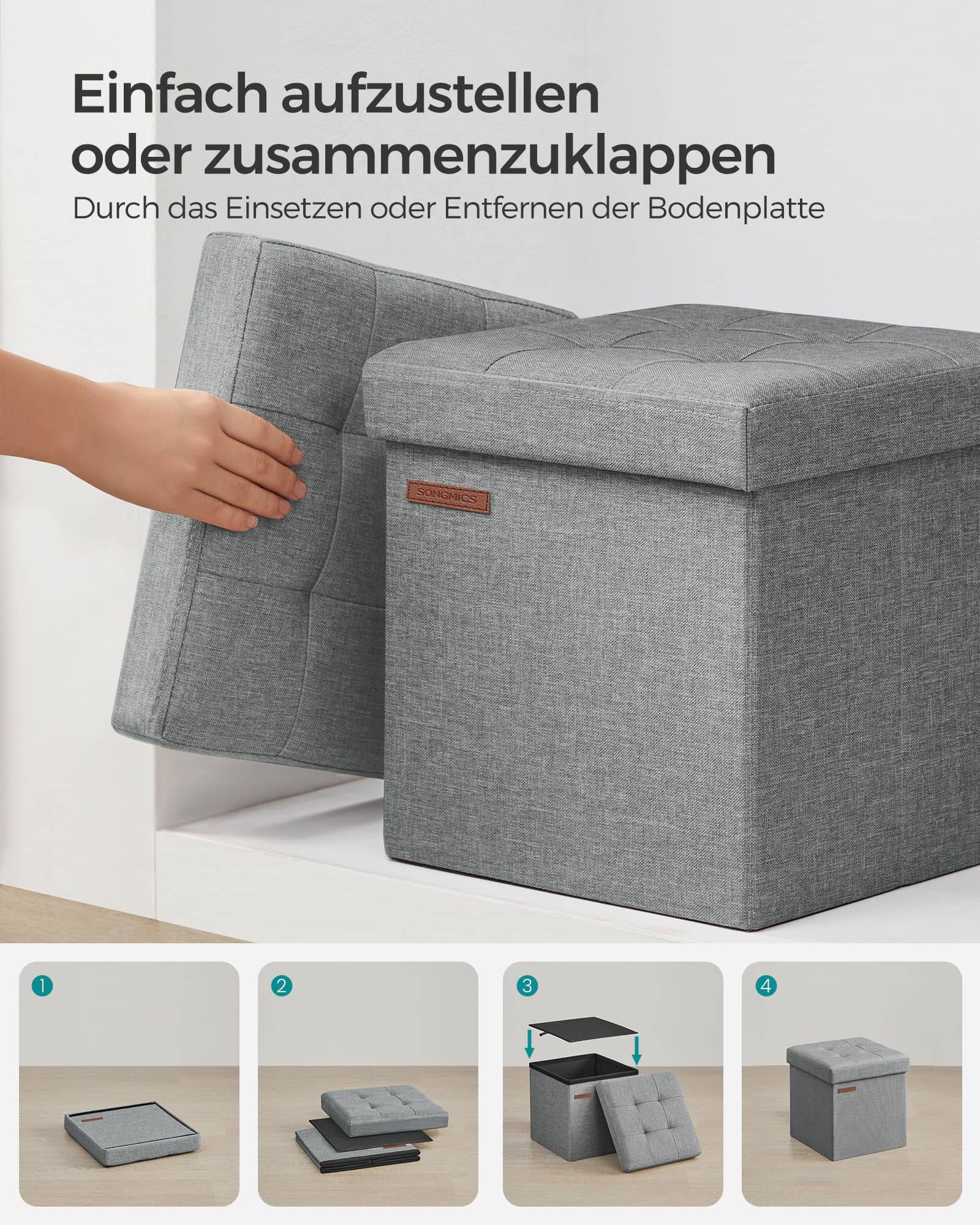 30 cm Sitzbank mit Stauraum hellgrau-LSF028G02