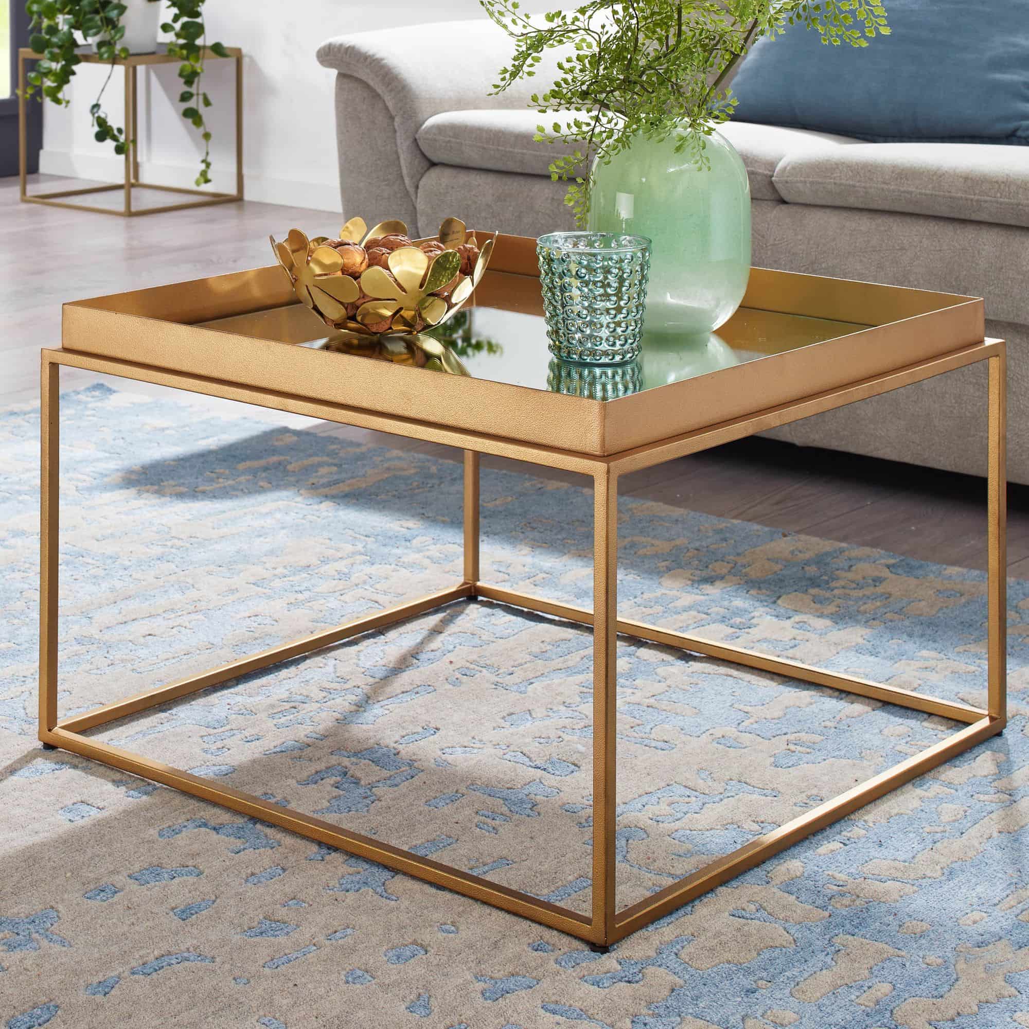 74532-Wohnling-Couchtisch-gold-60x60x35-cm-WL6-694-3 Wohnling Couchtisch 60 × 60 cm – Gold & verspiegeltes Glas