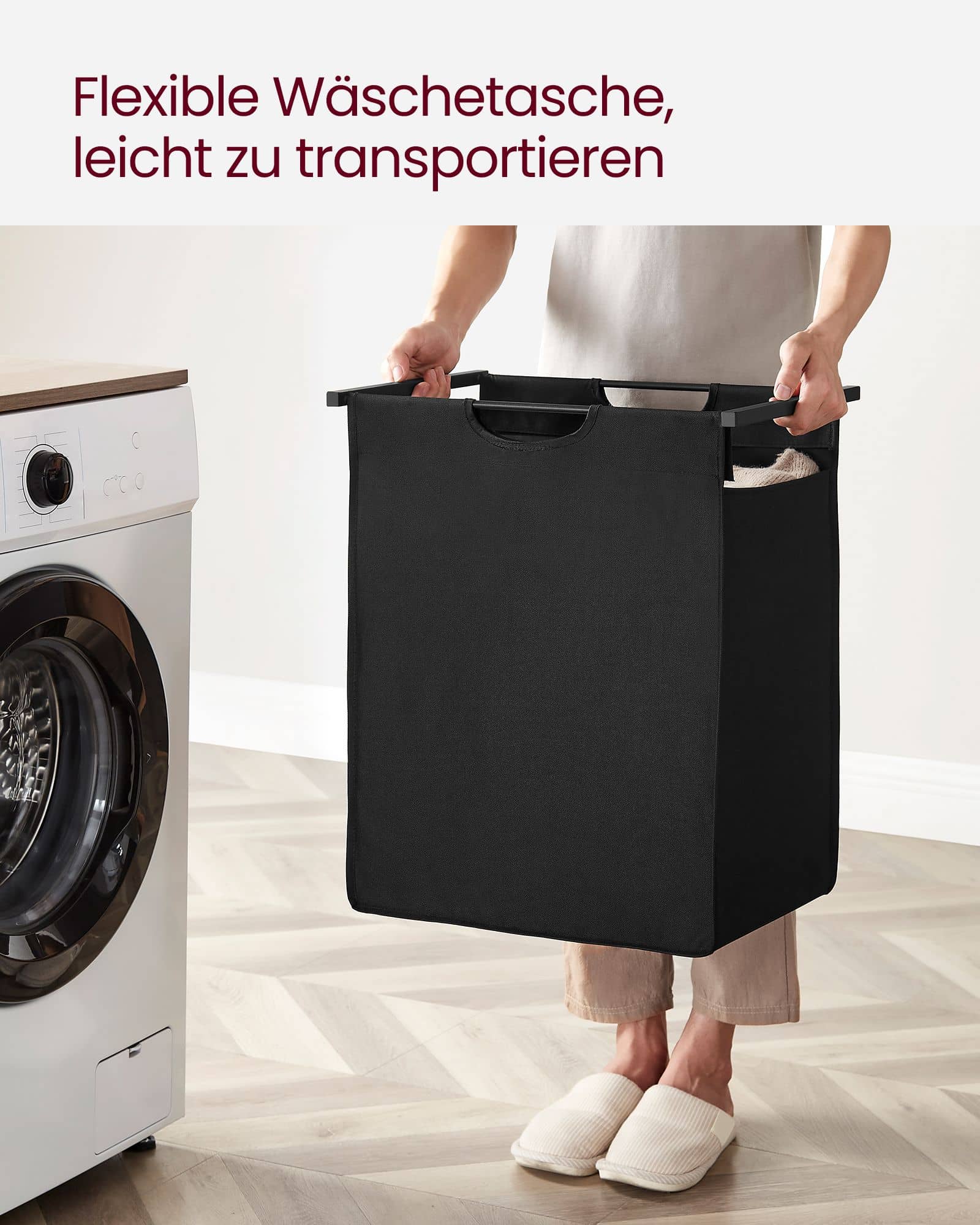 Wäschesammler mit Ablage vintagebraun-schwarz