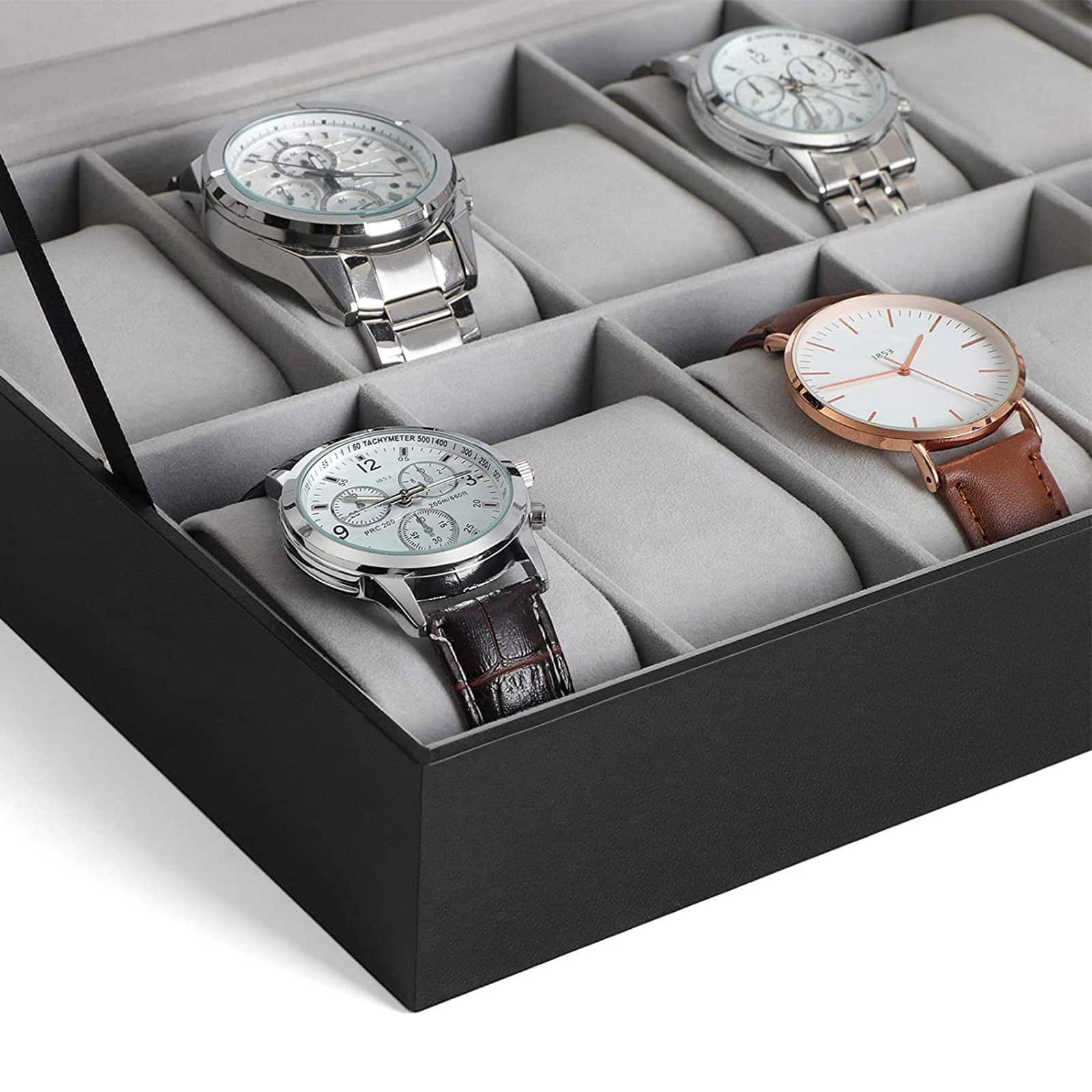 Uhrenbox mit Glasdeckel-B34JWB12BK Uhrenbox mit Glasdeckel-B34JWB12BK