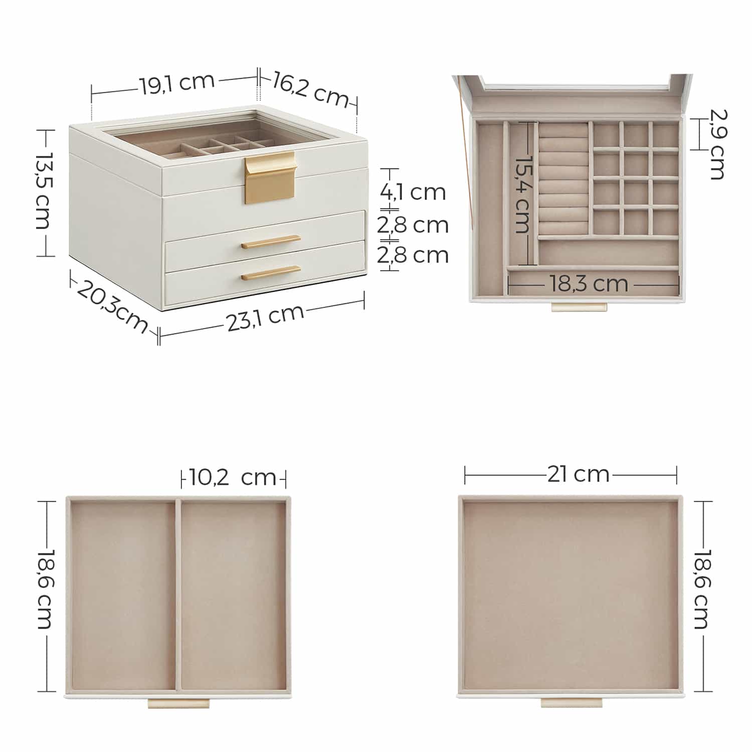 Schmuckkästchen mit 3 Ebenen-B34JBC239WT Schmuckkästchen mit 3 Ebenen-B34JBC239WT
