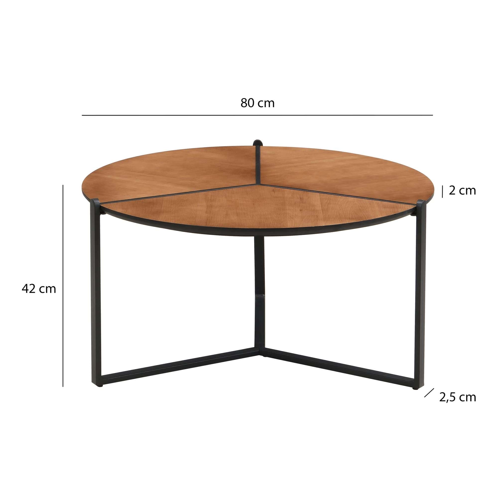 Couchtisch 80cm MDF Holzoptik - Runder Wohnzimmertisch Metall - Design Sofatisch - Moderner Loungetisch - Dreibein Beistelltisch Wohnzimmer Couchtisch 80cm MDF Holzoptik - Runder Wohnzimmertisch Metall - Design Sofatisch - Moderner Loungetisch - Dreibein Beistelltisch Wohnzimmer