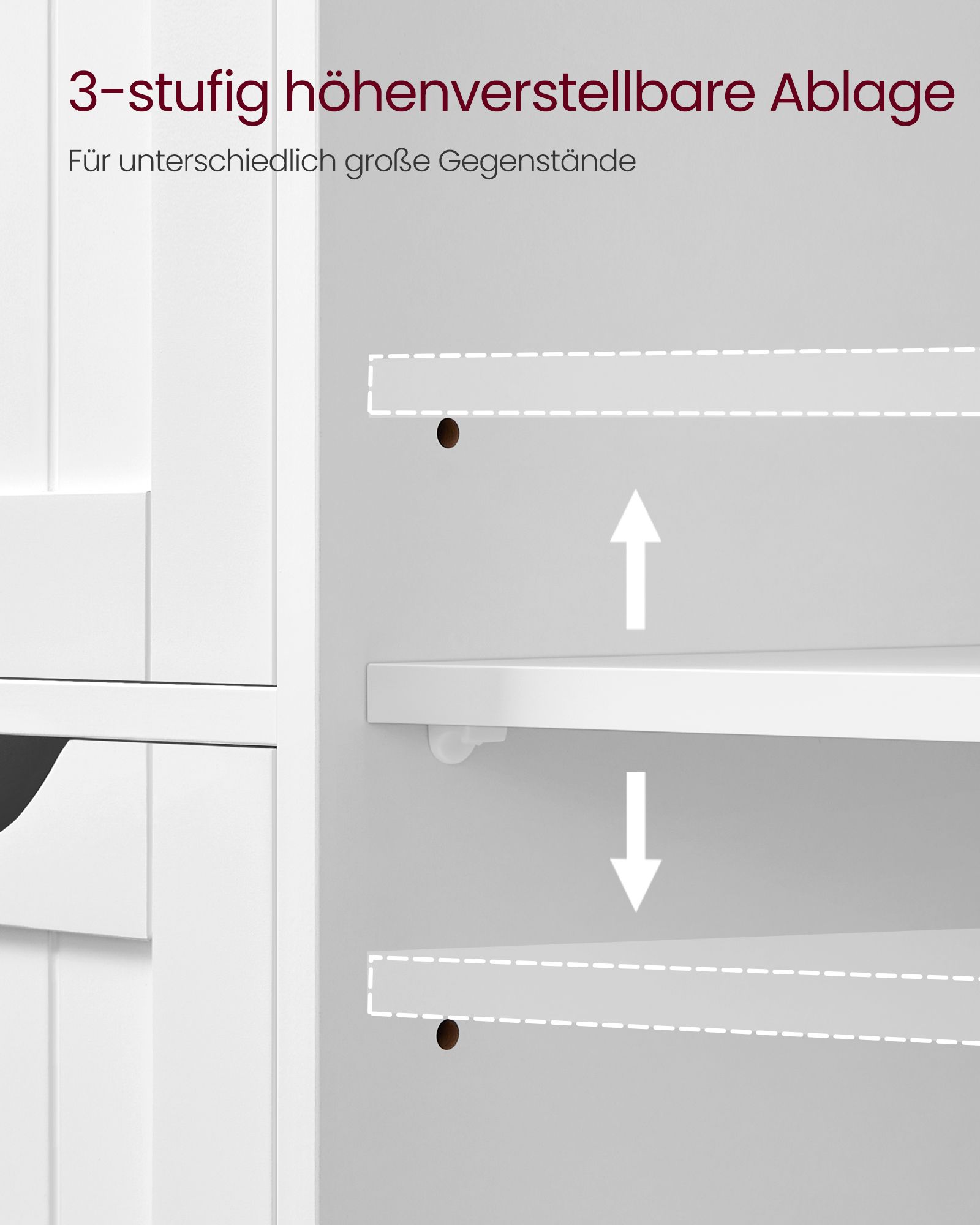 Schmaler Badschrank mit 4 Schubladen wolkenweiß Schmaler Badschrank mit 4 Schubladen wolkenweiß