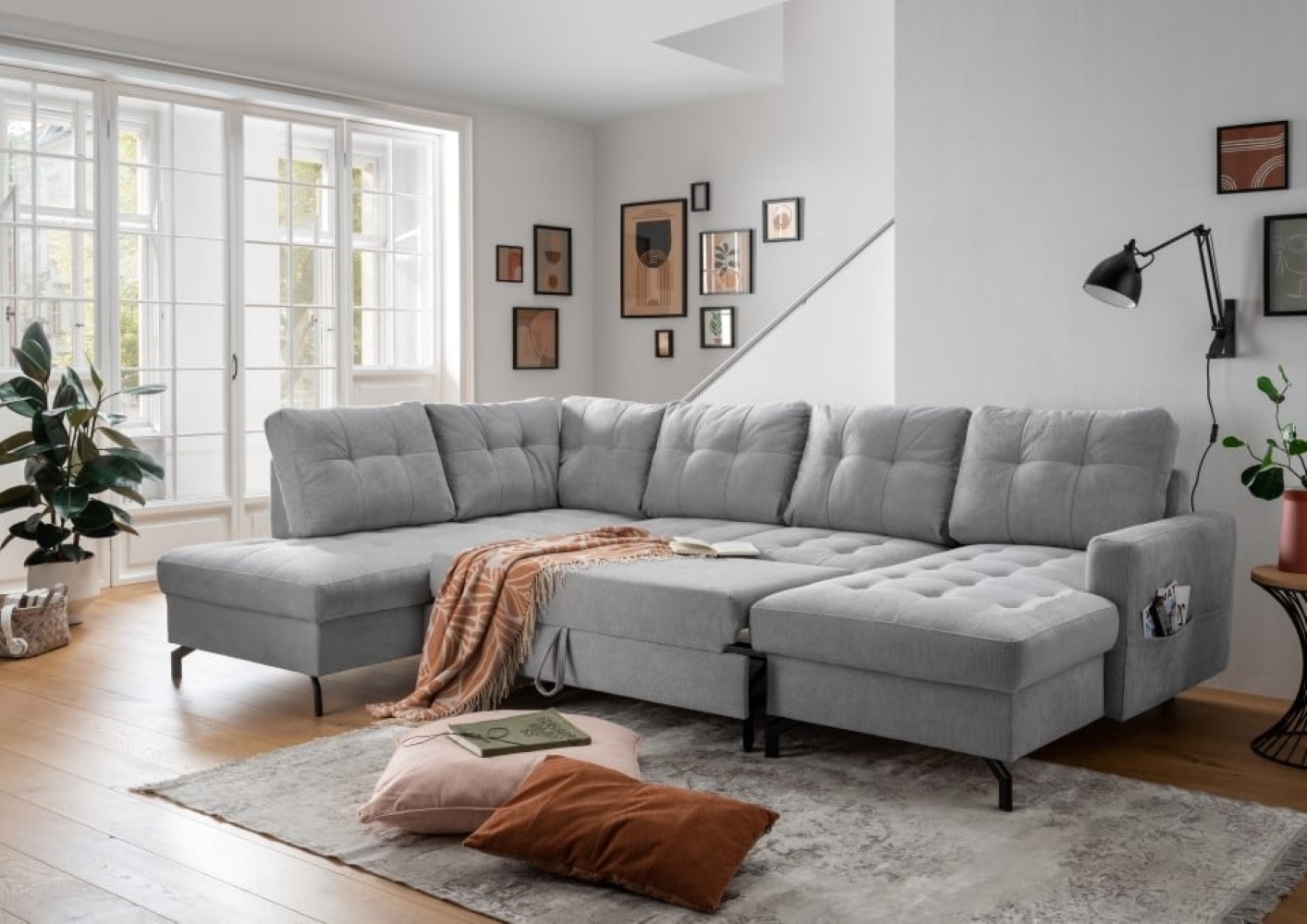 Wohnlandschaft mit Schlaffunktion Trevisio: Luxuriöse Komfortlösung inkl Bettkasten, in verschiedenen Farben wählbar