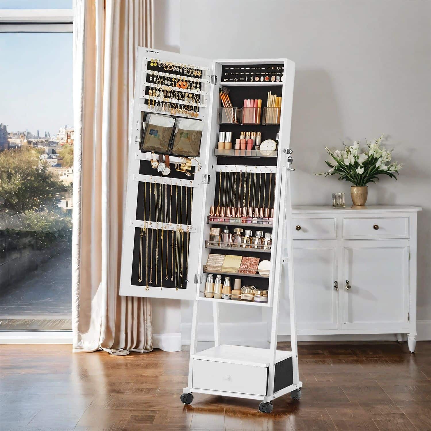 Abschließbarer Schmuckorganizer mit Schublade Abschließbarer Schmuckorganizer mit Schublade