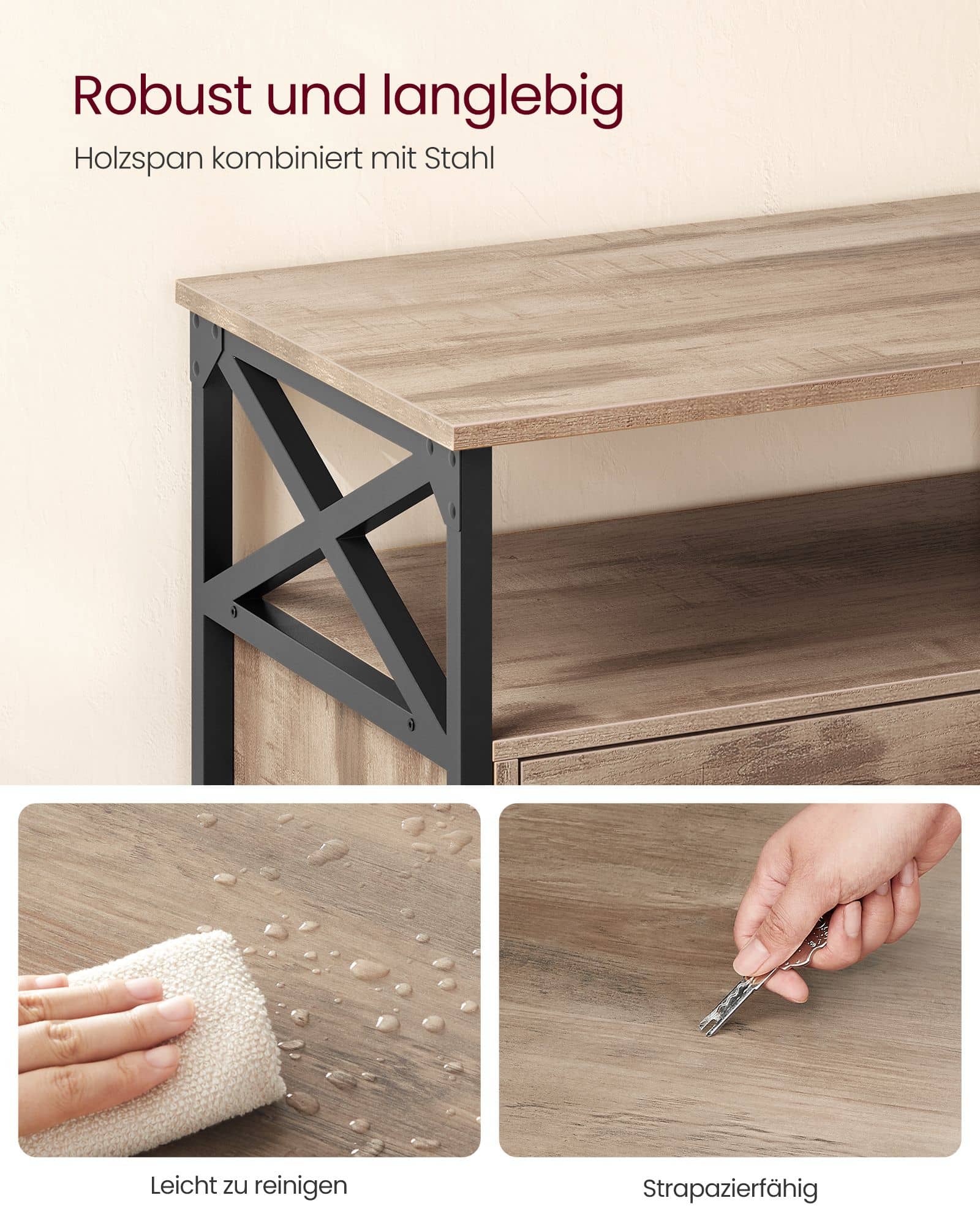 TV-Schrank 120 cm lang mit 2 Schubladen und 2 offenen Fächern-LTV300B50 TV-Schrank 120 cm lang mit 2 Schubladen und 2 offenen Fächern-LTV300B50