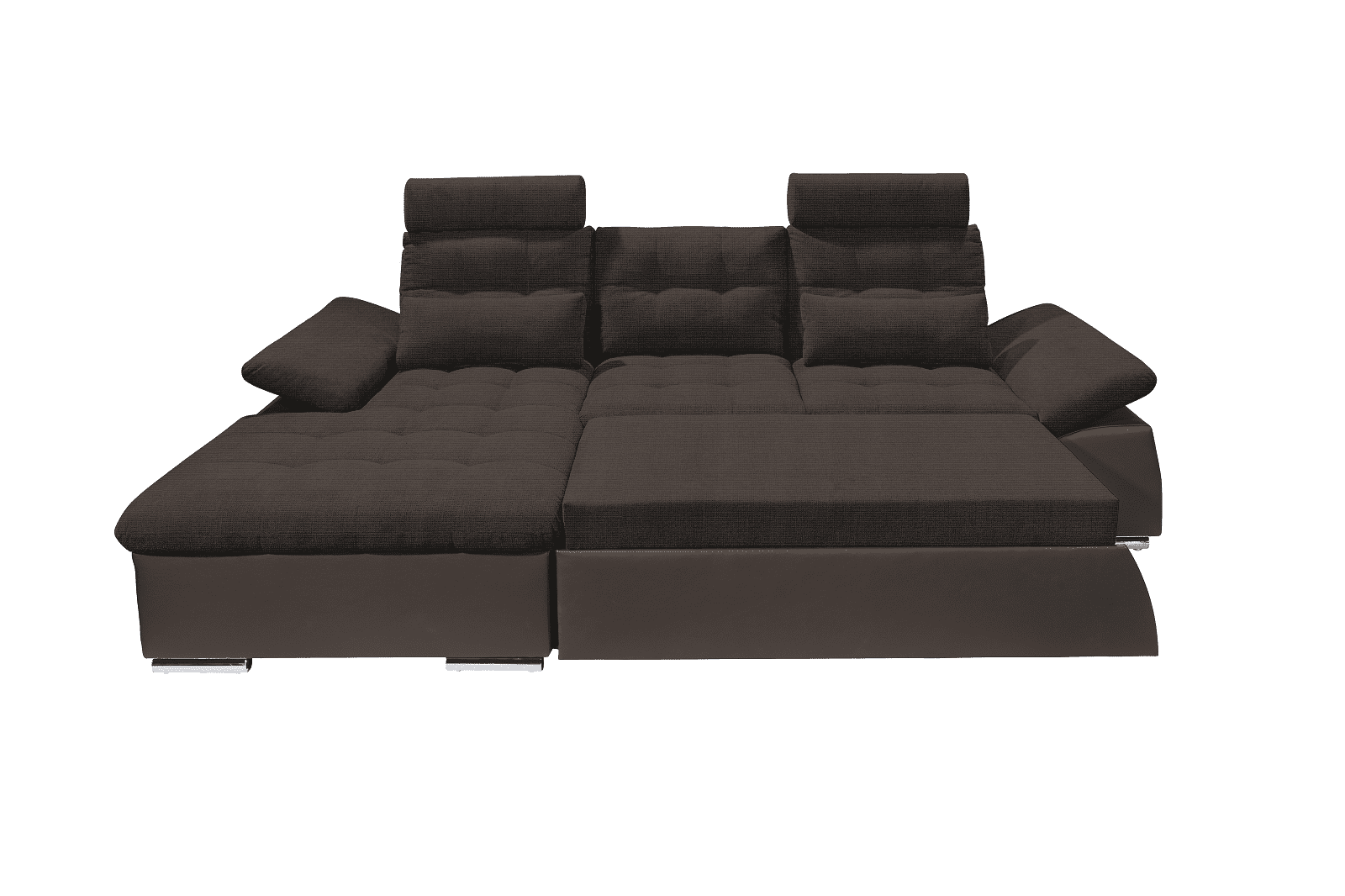 Ecksofa Jakarta Dunkelbraun / Schwarz-Braun – Modernes Sofa mit Schlaffunktion & verstellbaren Armlehnen