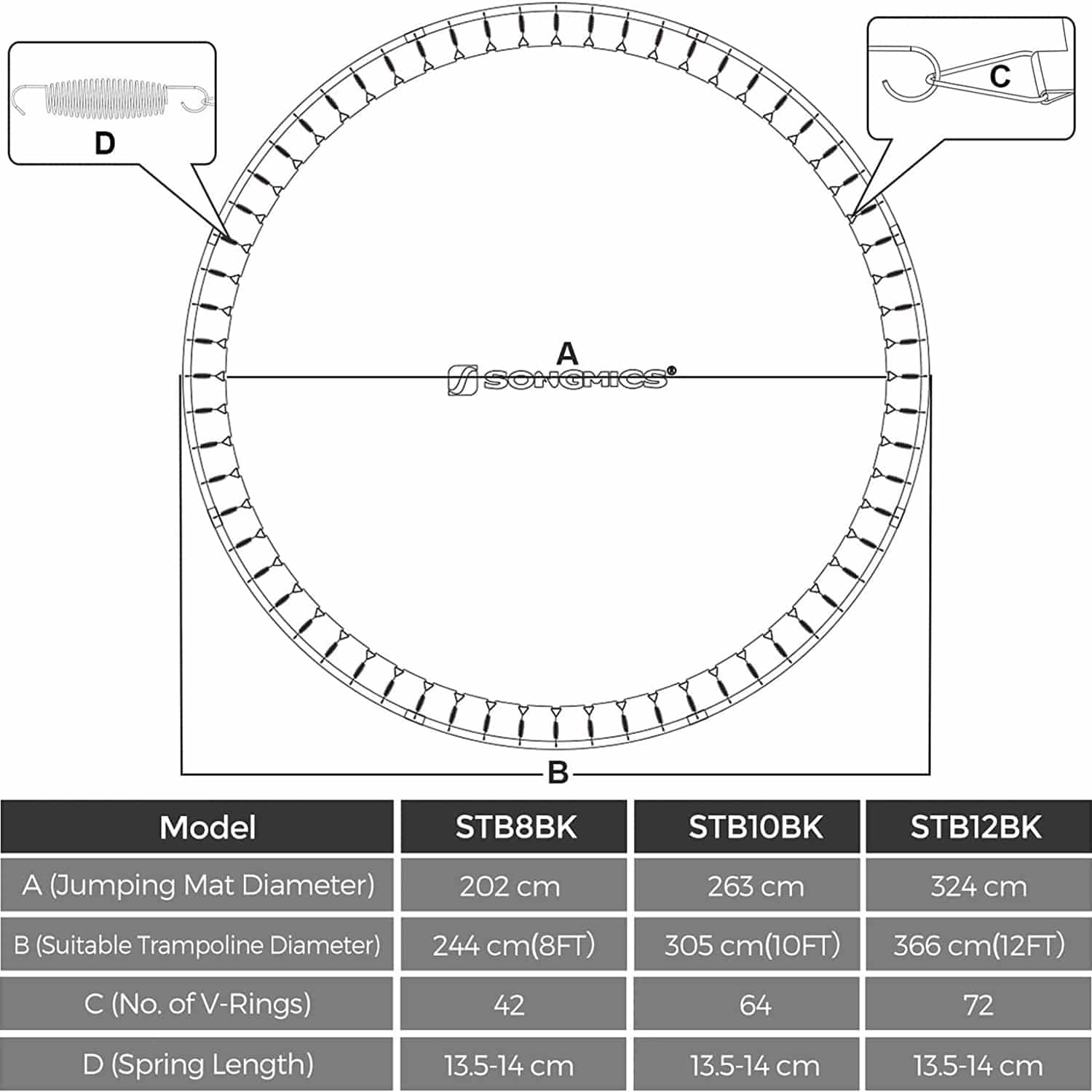Trampolin Ø 305 cm Sprungmatte-STB10BK Trampolin Ø 305 cm Sprungmatte-STB10BK