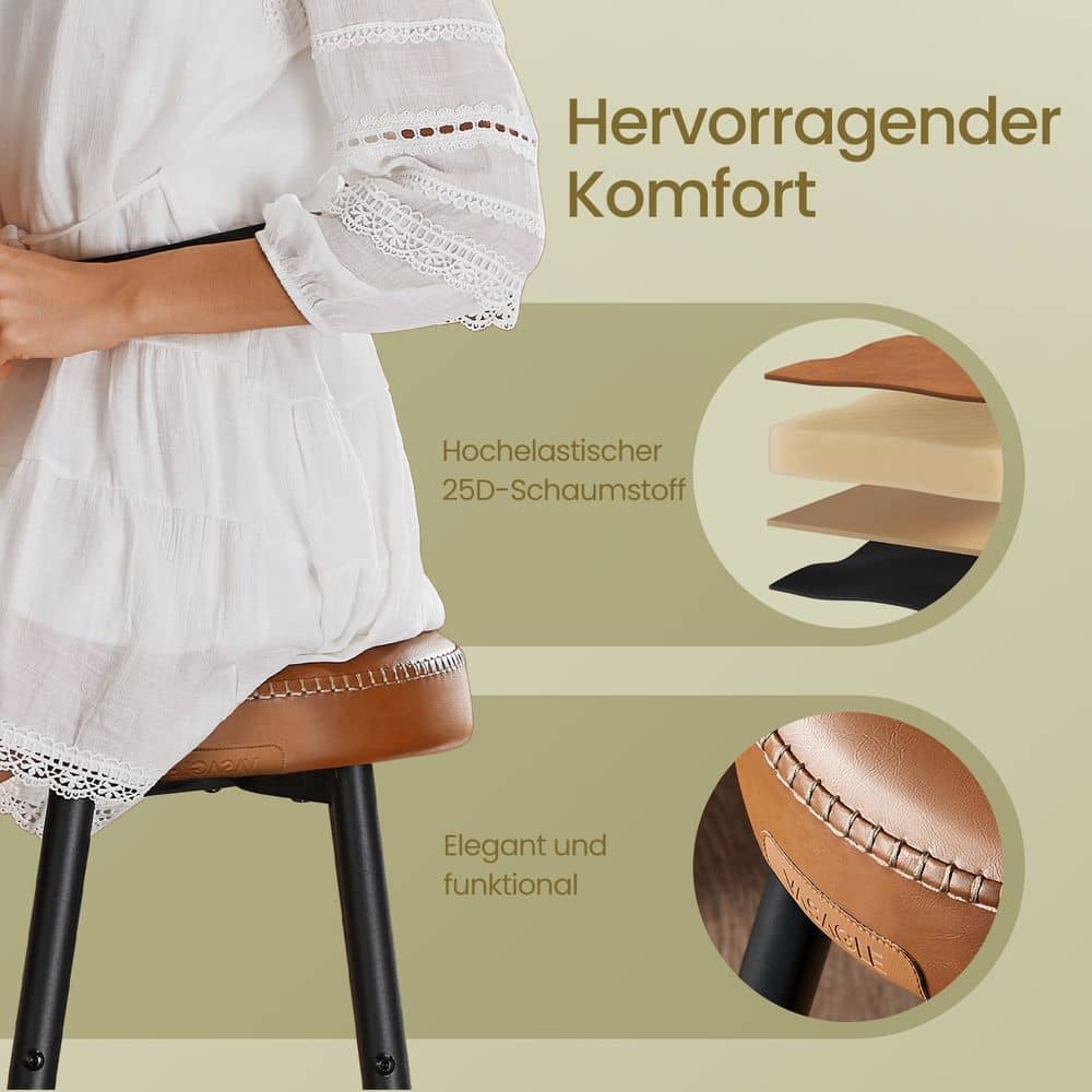 Barhocker 2er Set, Thekenhocker, Küchenstuhl