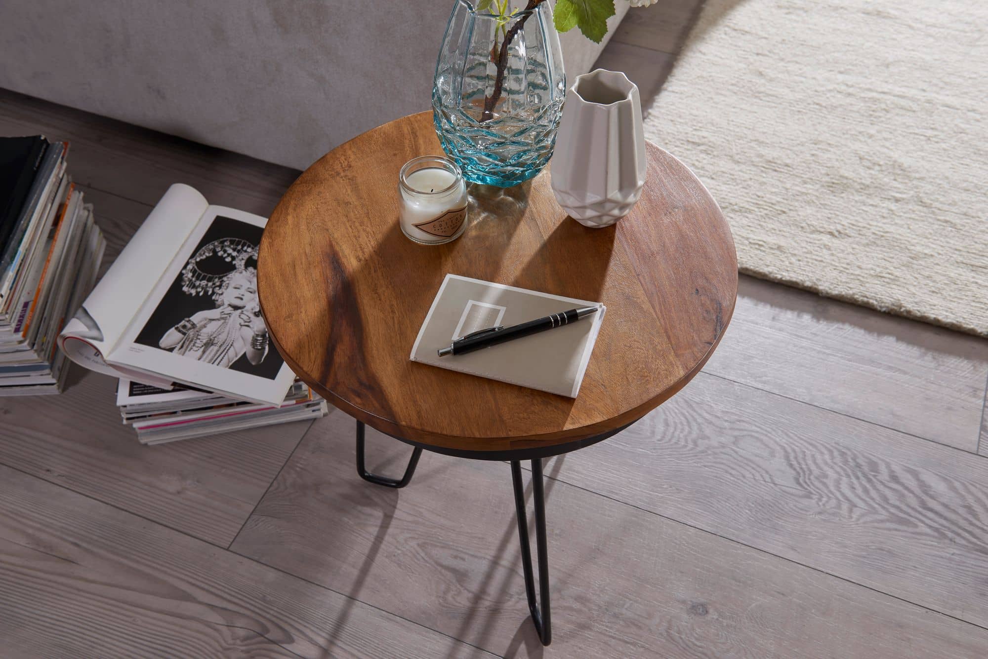 Beistelltisch 43x45x43 cm Sheesham Holz Couchtisch Beistelltisch 43x45x43 cm Sheesham Holz Couchtisch