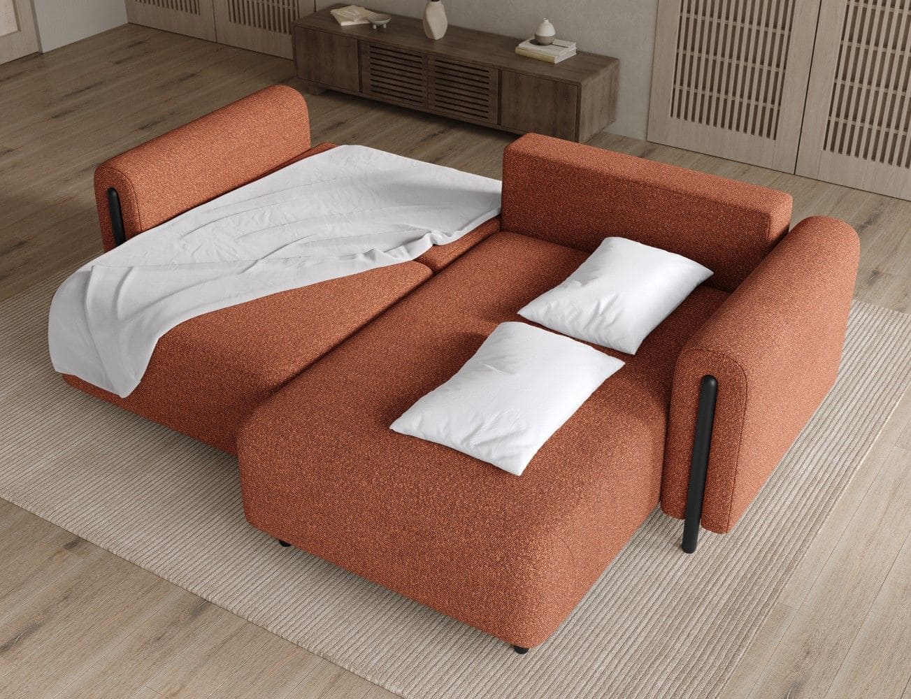 Ecksofa Acossta Jaffray Mikrofaser Ziegelrot mit Schlaffunktion Ecksofa Acossta Jaffray Mikrofaser Ziegelrot mit Schlaffunktion