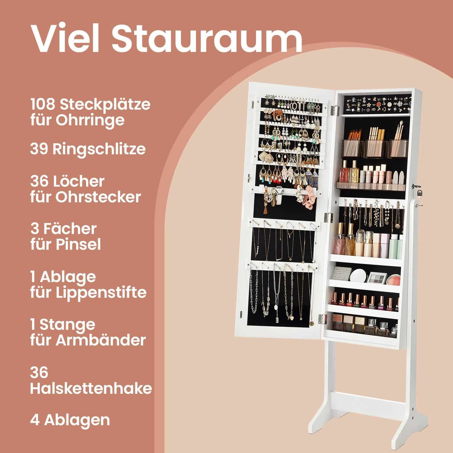 Schmuckschrank stehend, Spiegelschrank, rahmenloser Ganzkörperspiegel Schmuckschrank stehend, Spiegelschrank, rahmenloser Ganzkörperspiegel