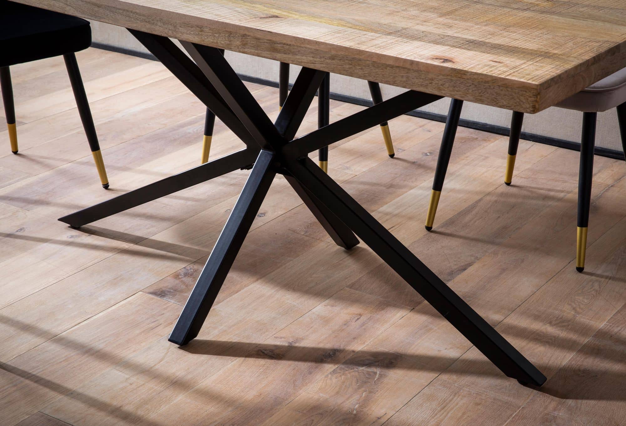 Esszimmertisch 180x90x76 cm Mango Massivholz Metall Esstisch Industrial Esszimmertisch 180x90x76 cm Mango Massivholz Metall Esstisch Industrial