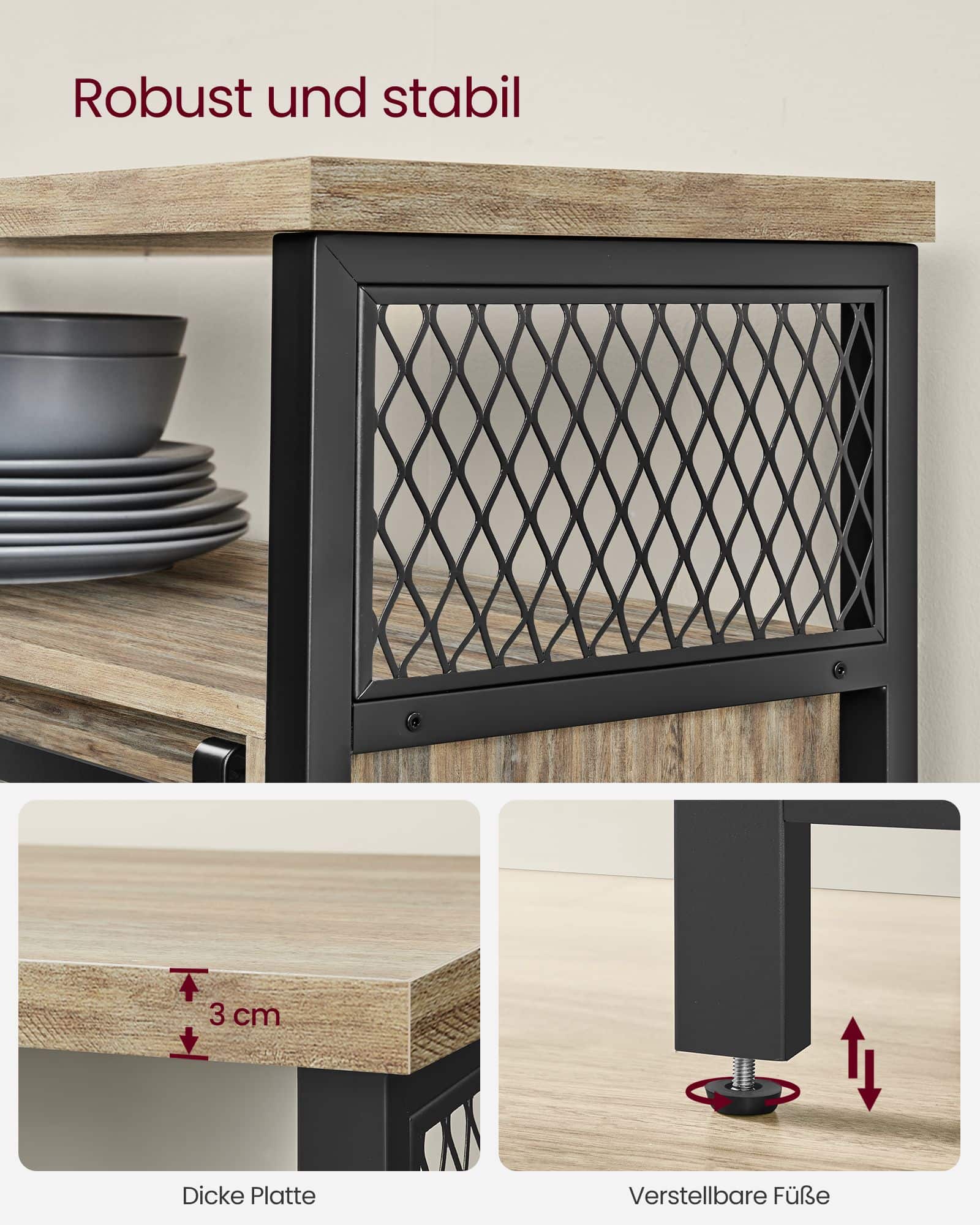 Sideboard mit Schiebetüren und Ablagen-LSC092B60 Sideboard mit Schiebetüren und Ablagen-LSC092B60