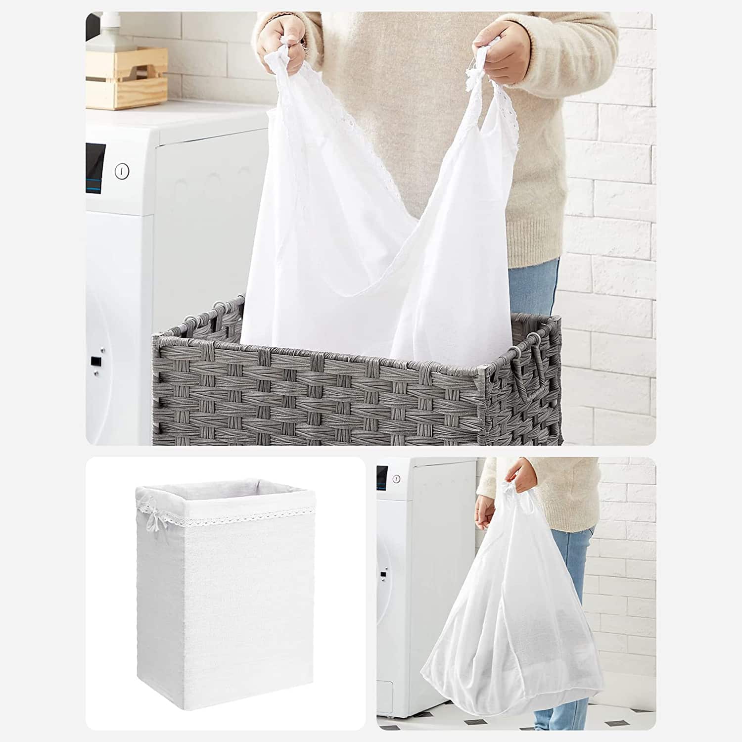 Wäschekorb 90 L grau-LCB390G01 Wäschekorb 90 L grau-LCB390G01