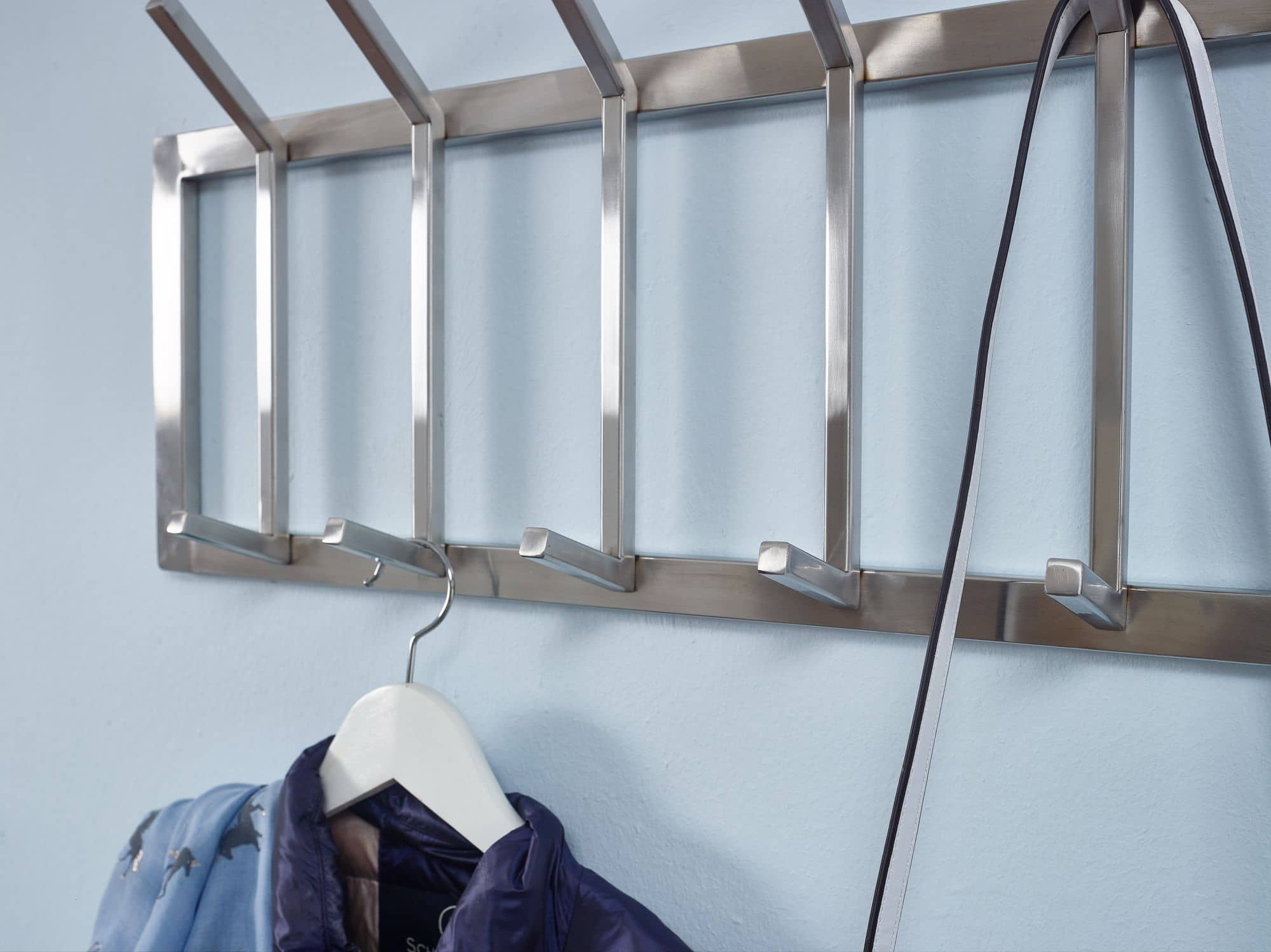 63397-WOHNLING-Garderobe-Stahl-Matt-65x10x30-cm-WL6-443-WL6-443_4 Wandgarderobe Metall Silber 65x30x10 cm Design Flurgarderobe Stahl