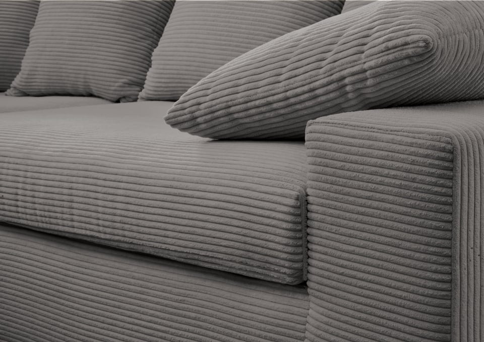 Benformato_Sassari_4801 Gemütlichkeit in Grau: Ecksofa Sassari von Benformato im Cord-Design