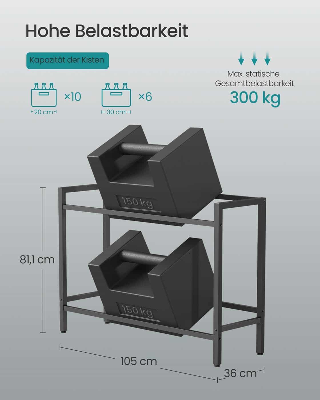 Getränkekistenregal 2 Ebenen für 6 Kisten