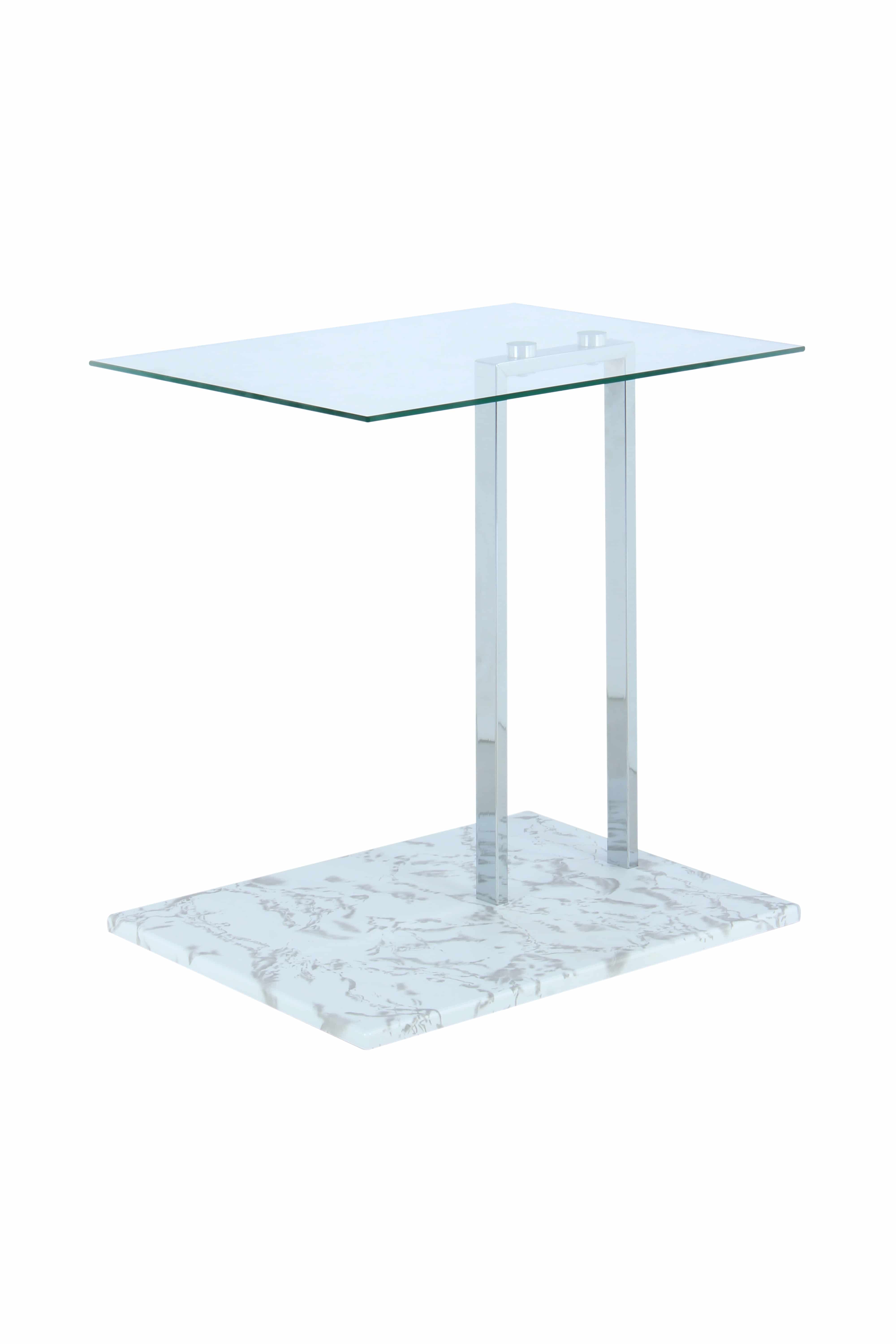 Beistelltisch Julius 225 Transparent / Chrom / Weiß Marmor Beistelltisch Julius 225 Transparent / Chrom / Weiß Marmor