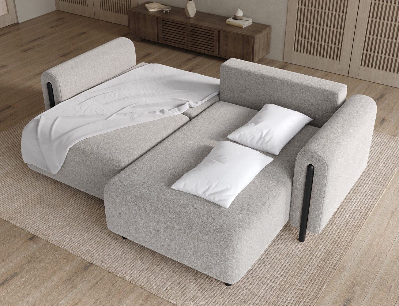 Ecksofa Acossta von Eltap Amore Mikrofaser mit Schlaffunktion Bettkasten