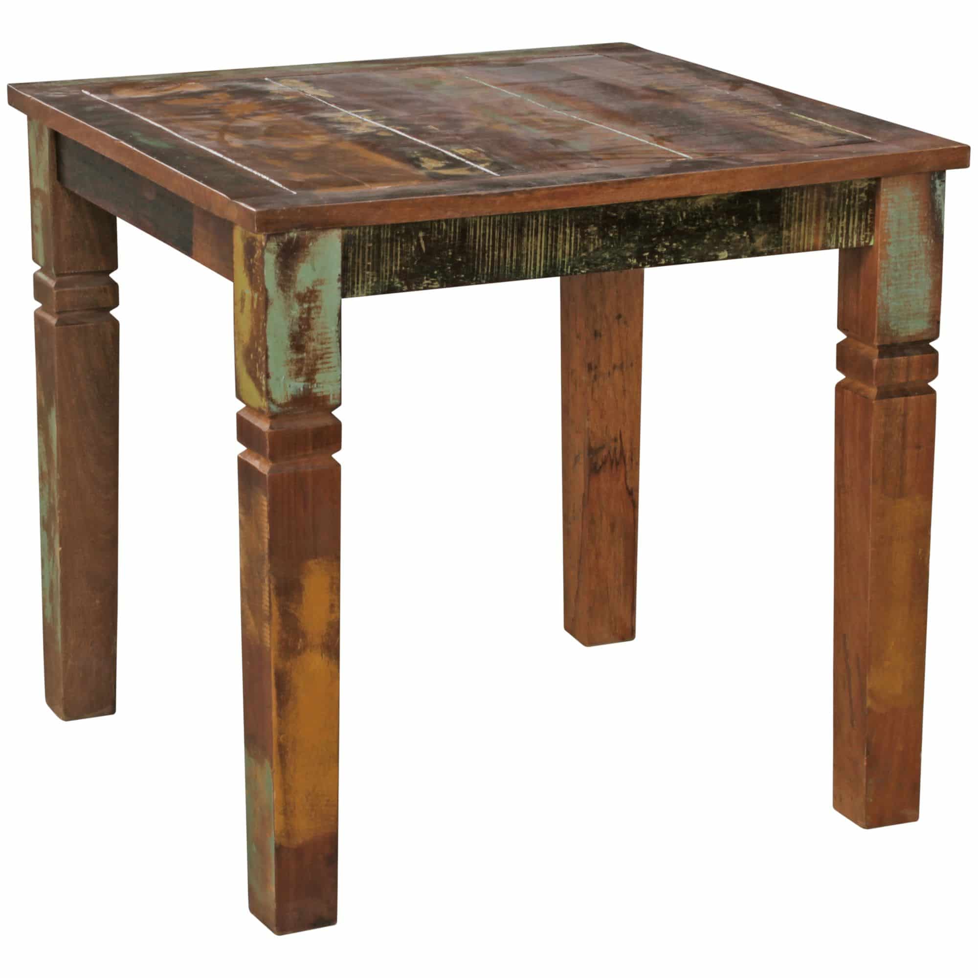 43653-WOHNLING-Esszimmertisch-KALKUTTA-80-x-80-x-76-cm-Mango-Shabby-Chic-Massiv-Holz-Design-Landhaus-Esstisch-Bootsholz-Tisch-fuer-Esszimmer-rechteckig-Kuechentisch-4-Personen-mas Esszimmertisch KALKUTTA 80 x 80 x 76 cm Mango Shabby Chic Massiv-Holz