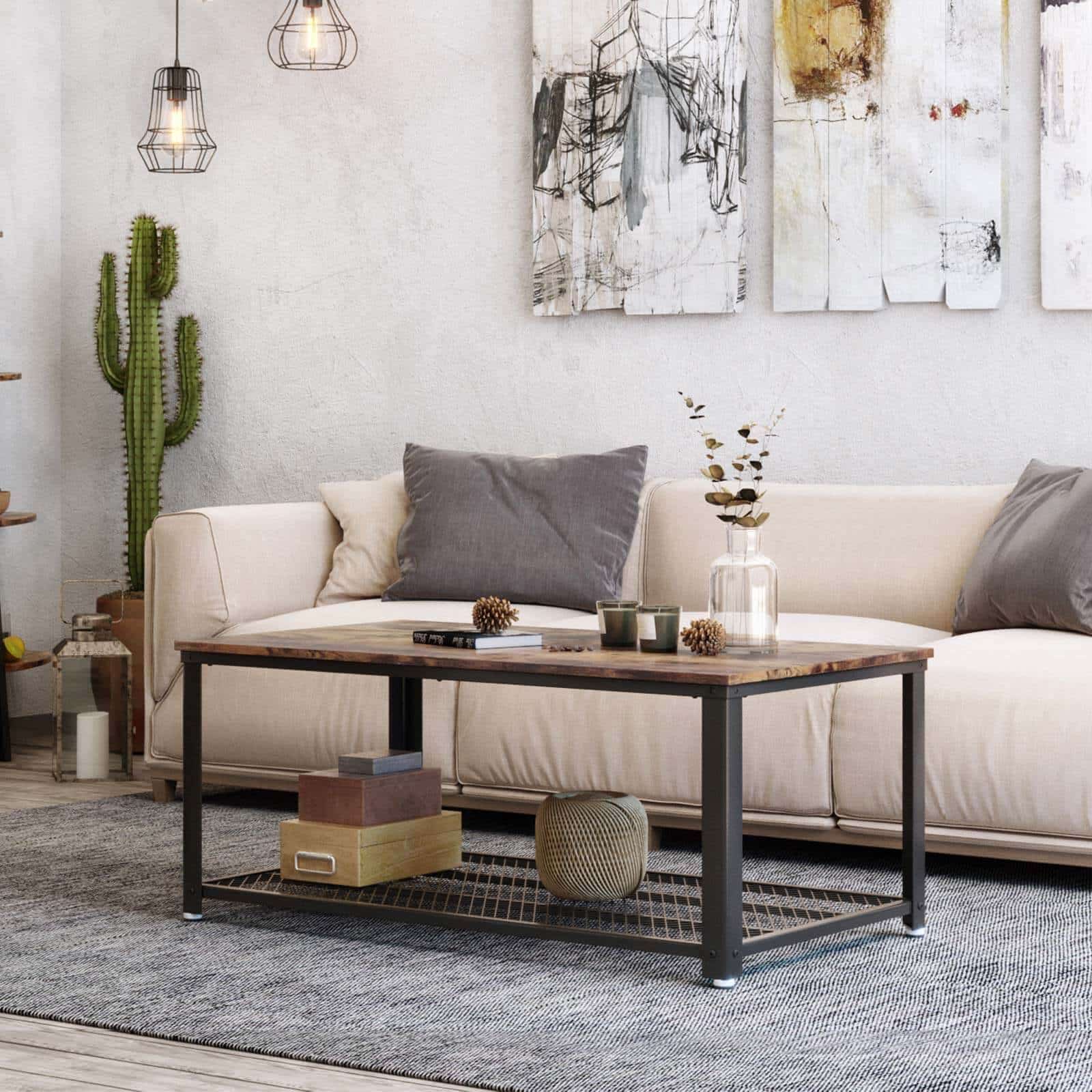 Industrie-Design Couchtisch mit Ablage-LCT61X Industrie-Design Couchtisch mit Ablage-LCT61X