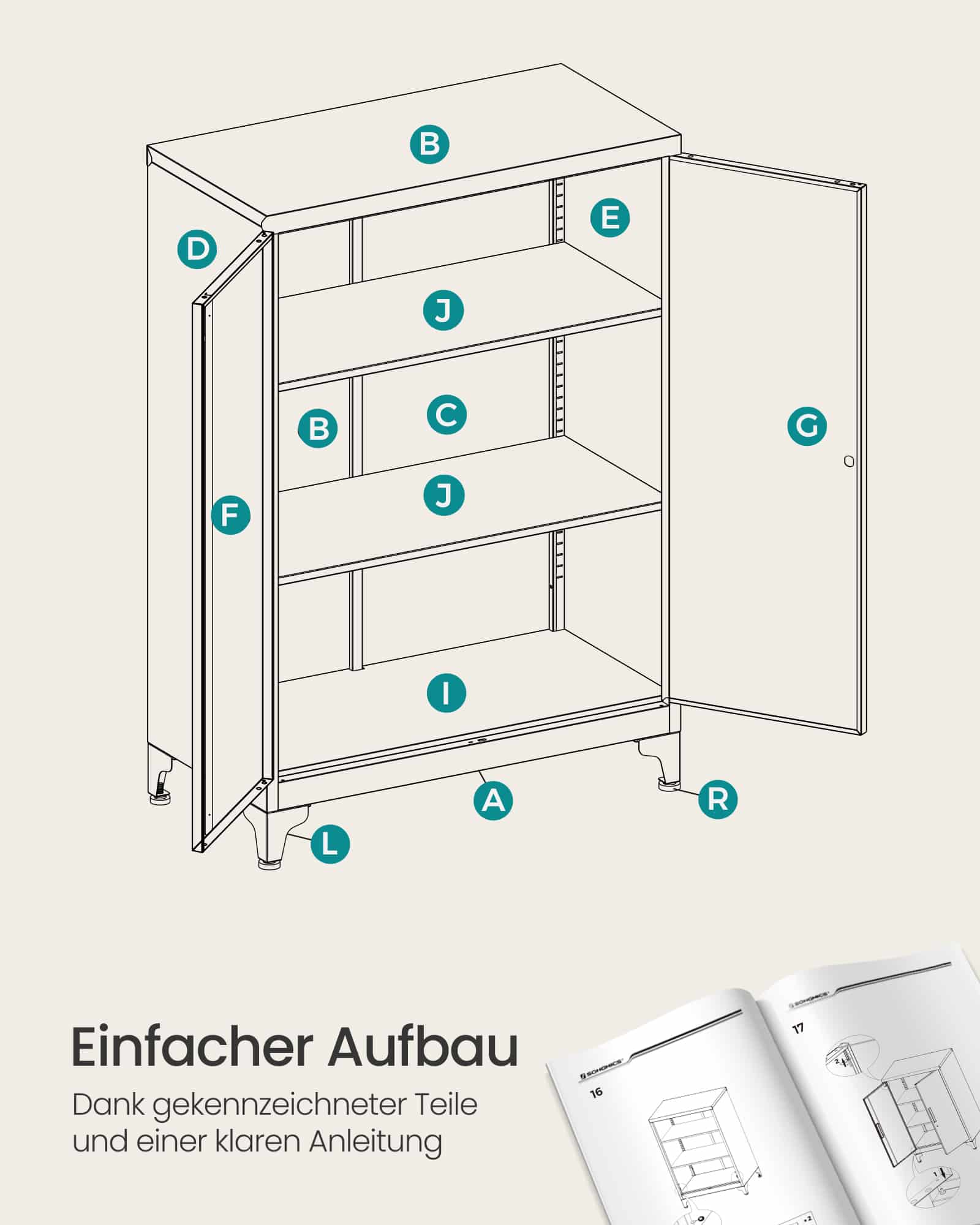 Aktenschrank abschließbar mit 2 Türen 40 x 60 x 90 cm mattgrau Aktenschrank abschließbar mit 2 Türen 40 x 60 x 90 cm mattgrau