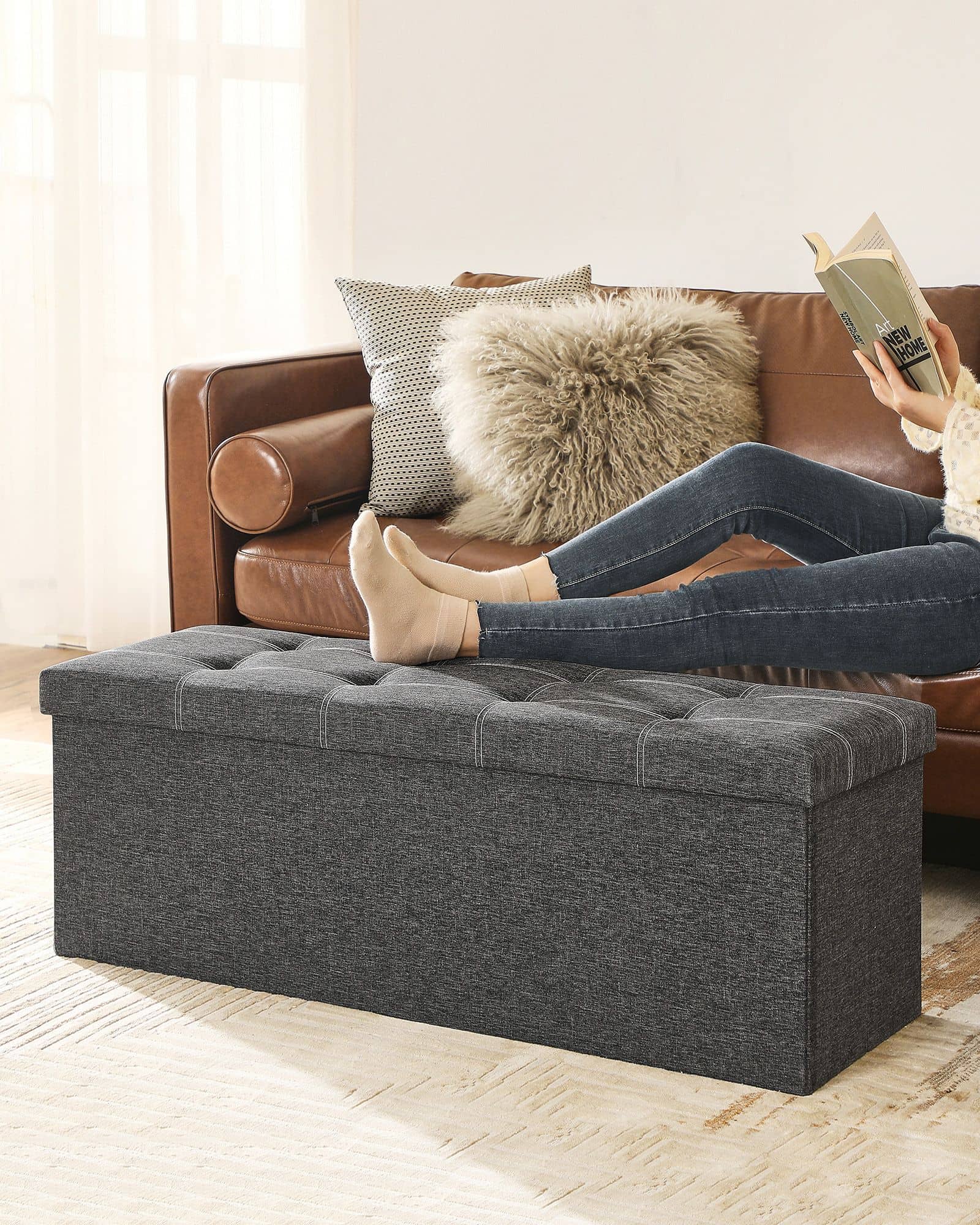 Sitzbank mit Stauraum für Schlafzimmer dunkelgrau-B34LSF077G04 Sitzbank mit Stauraum für Schlafzimmer dunkelgrau-B34LSF077G04