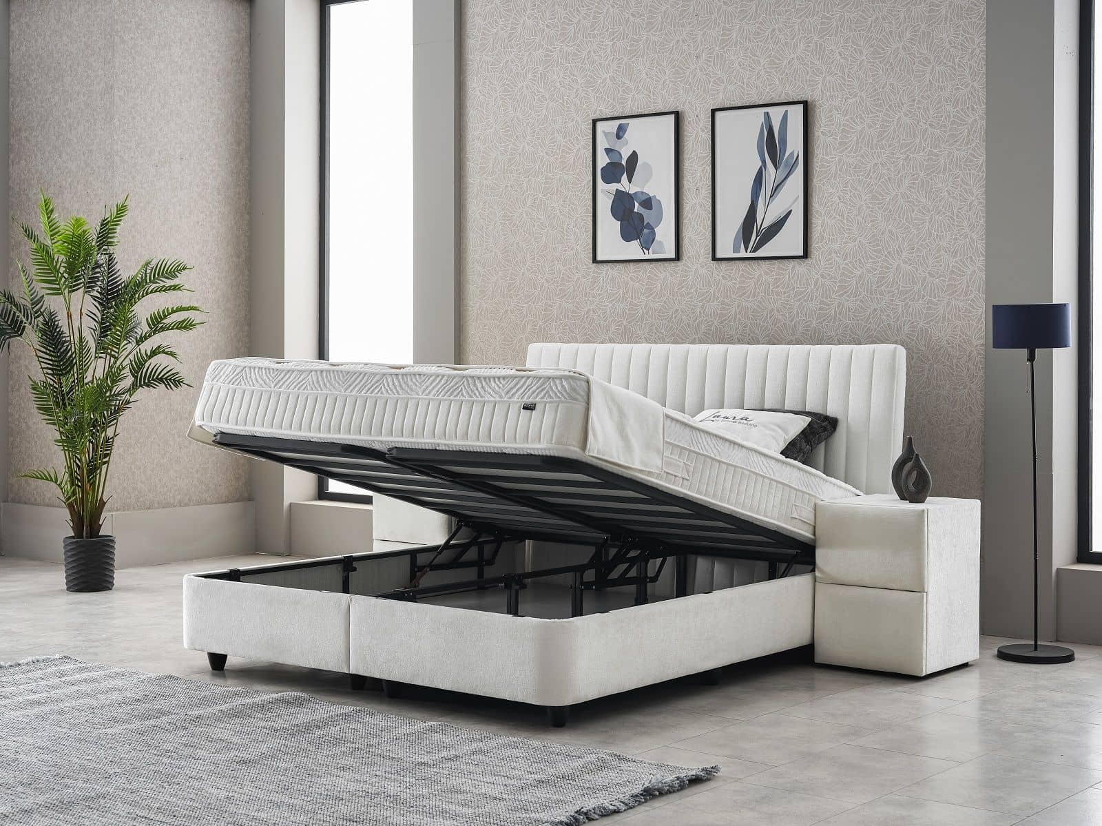 Boxspringbett Laura | verschiedene Größen wählbar| Creme – ABC Bedding mit Teddy-Stoff & Stauraum Boxspringbett Laura | verschiedene Größen wählbar| Creme – ABC Bedding mit Teddy-Stoff & Stauraum