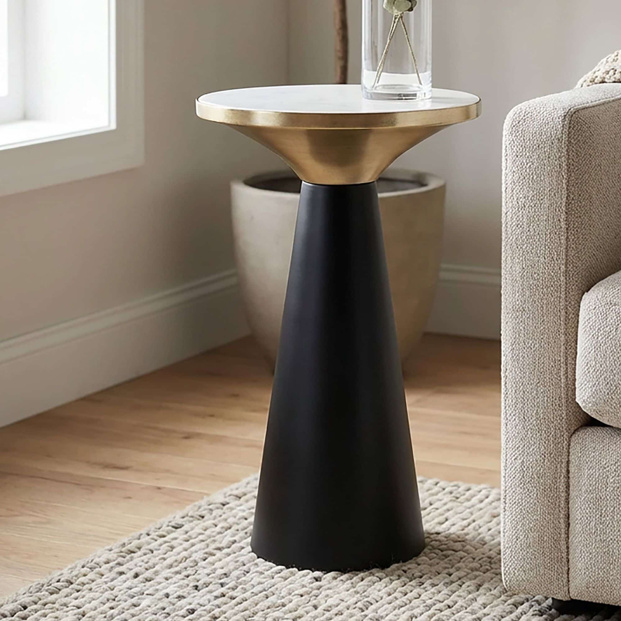 Beistelltisch Aluminium & Marmor Tischplatte 28cm rund - Kleiner runder Anstelltisch aus Metall Schwarz - Design Wohnzimmertisch - Dekotisch - Couchtisch - Metalltisch Handmade pflegeleicht Beistelltisch Aluminium & Marmor Tischplatte 28cm rund - Kleiner runder Anstelltisch aus Metall Schwarz - Design Wohnzimmertisch - Dekotisch - Couchtisch - Metalltisch Handmade pflegeleicht