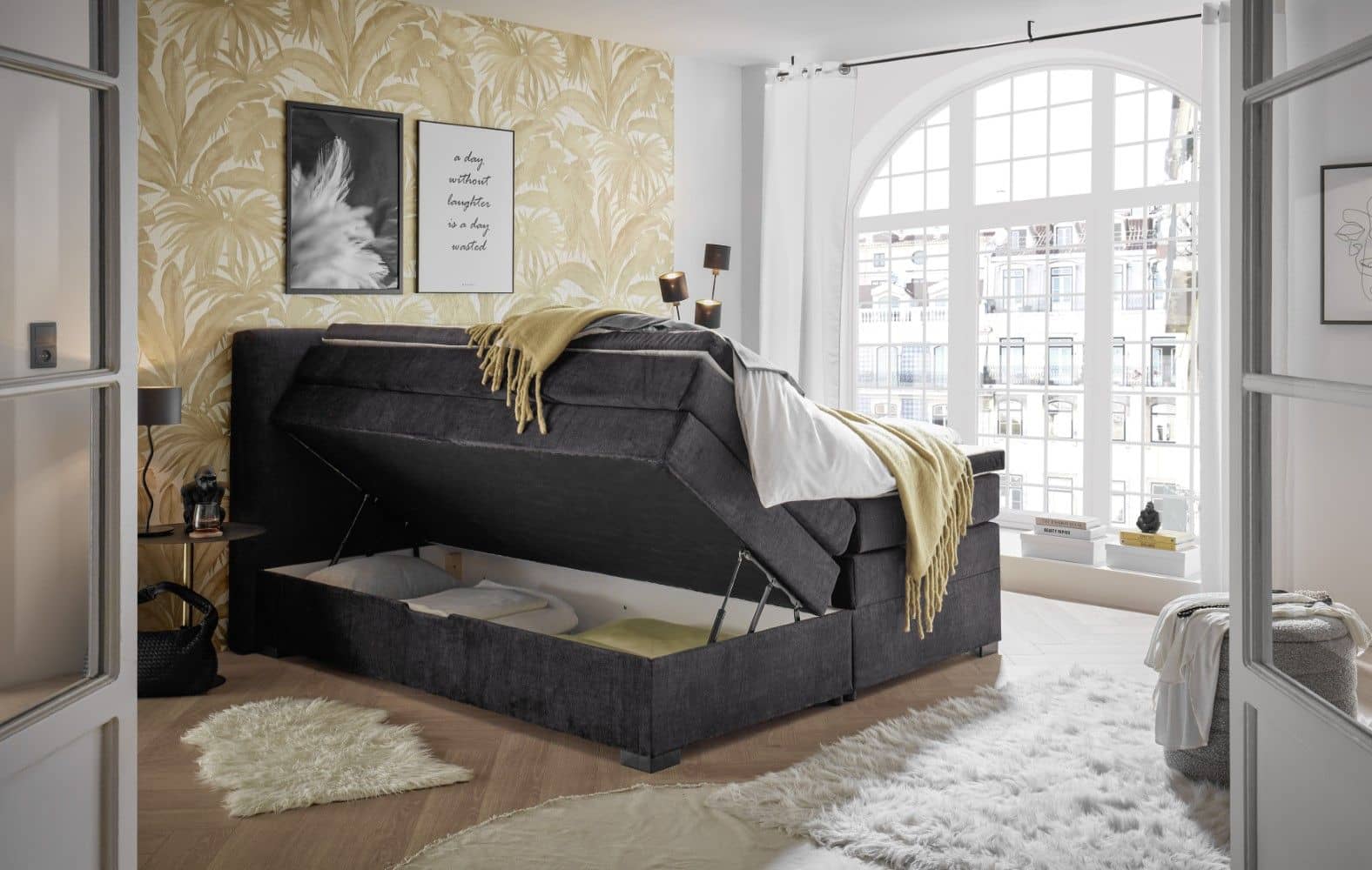 Boxspringbett Fanes Ed Exciting Design mit Bettkasten