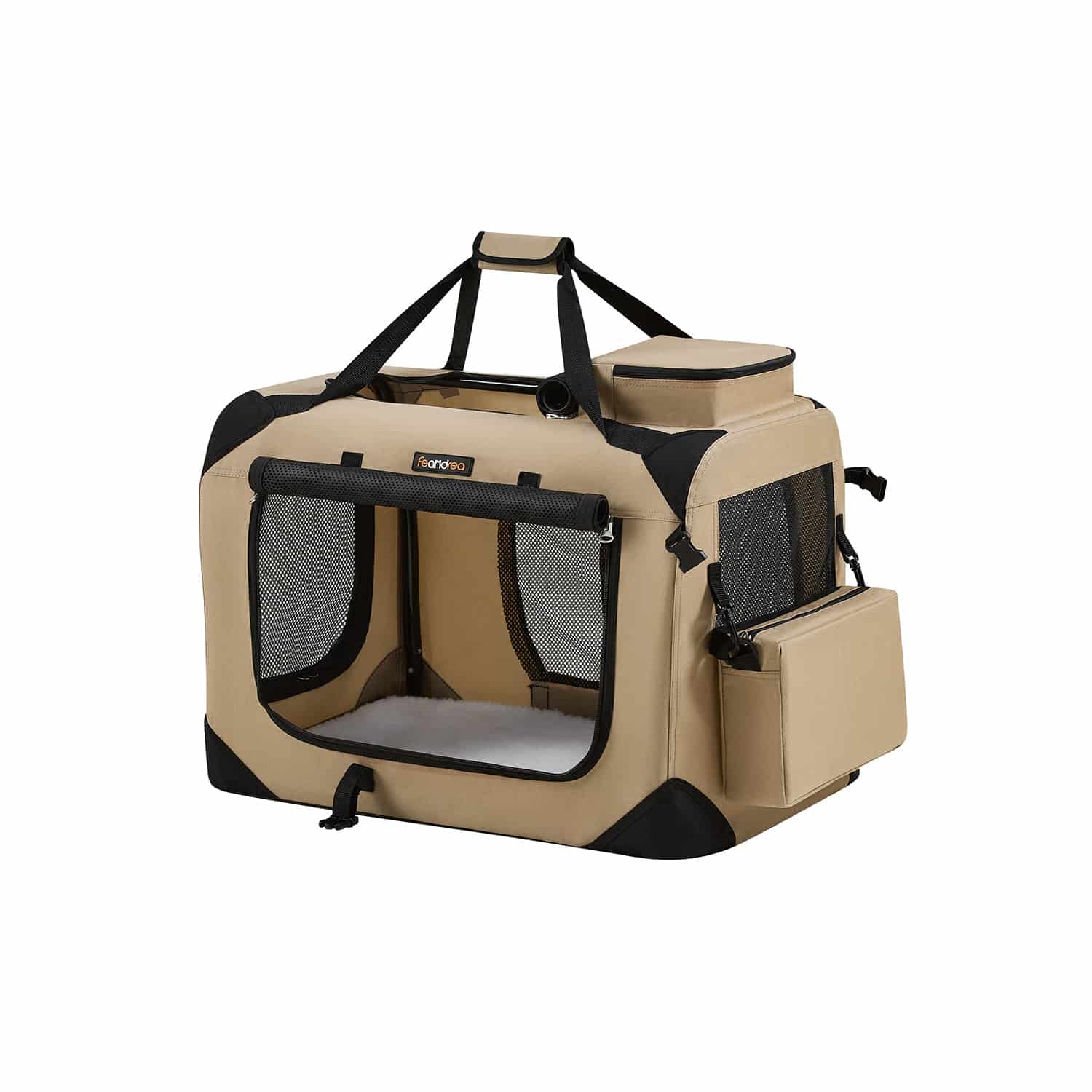 Hundebox M aus Oxford-Gewebe mit Griffen kamelbraun