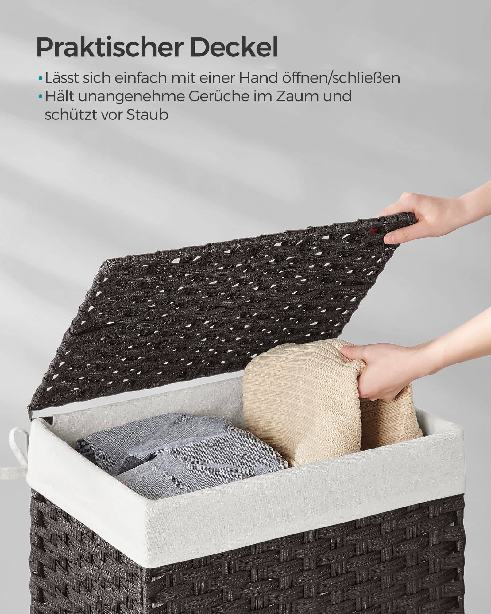 Wäschekorb aus Polyrattan Schwarz-LCB51BK Wäschekorb aus Polyrattan Schwarz-LCB51BK