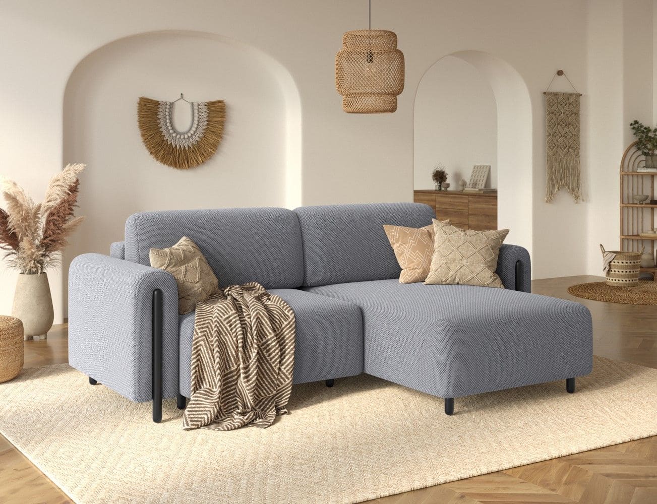 Ecksofa Acossta Calmora Mikrofaser Grau mit Schlaffunktion Ecksofa Acossta Calmora Mikrofaser Grau mit Schlaffunktion