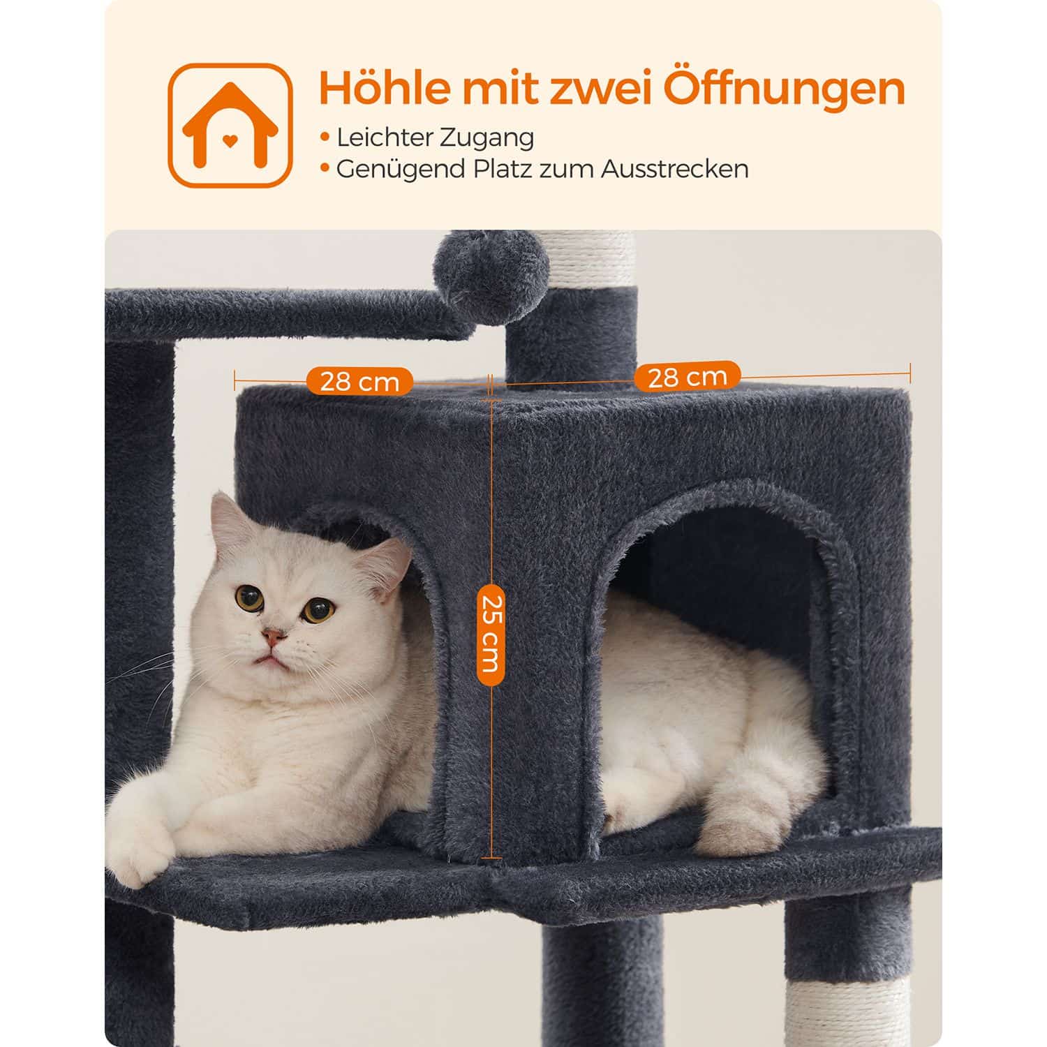 Kratzbaum 112 cm mit Plattformen und Hängematte rauchgrau-B34PCT261G01 Kratzbaum 112 cm mit Plattformen und Hängematte rauchgrau-B34PCT261G01