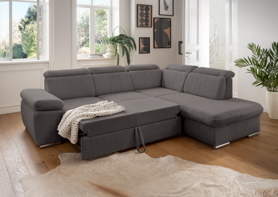 Benformato_Vasto_2FKF-EKF-OTBKKF_4801-3 Stilvolle Ruheoase: Das Graue Benformato Sofa Vasto mit Schlaffunktion