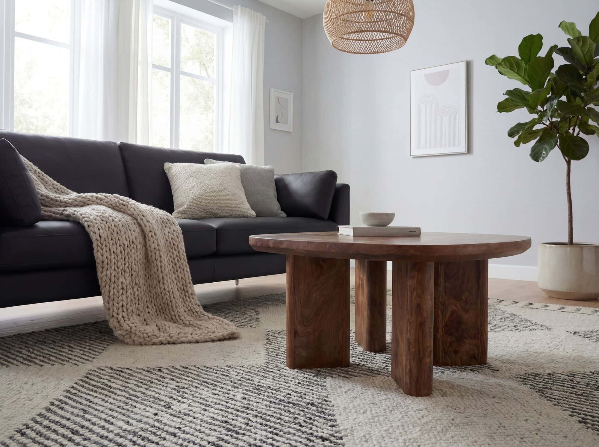 Couchtisch Mango Massivholz 60cm quadratisch - Handgefertigter Wohnzimmertisch aus Echtholz mit abgerundeten Kanten im modernen Design Handmade