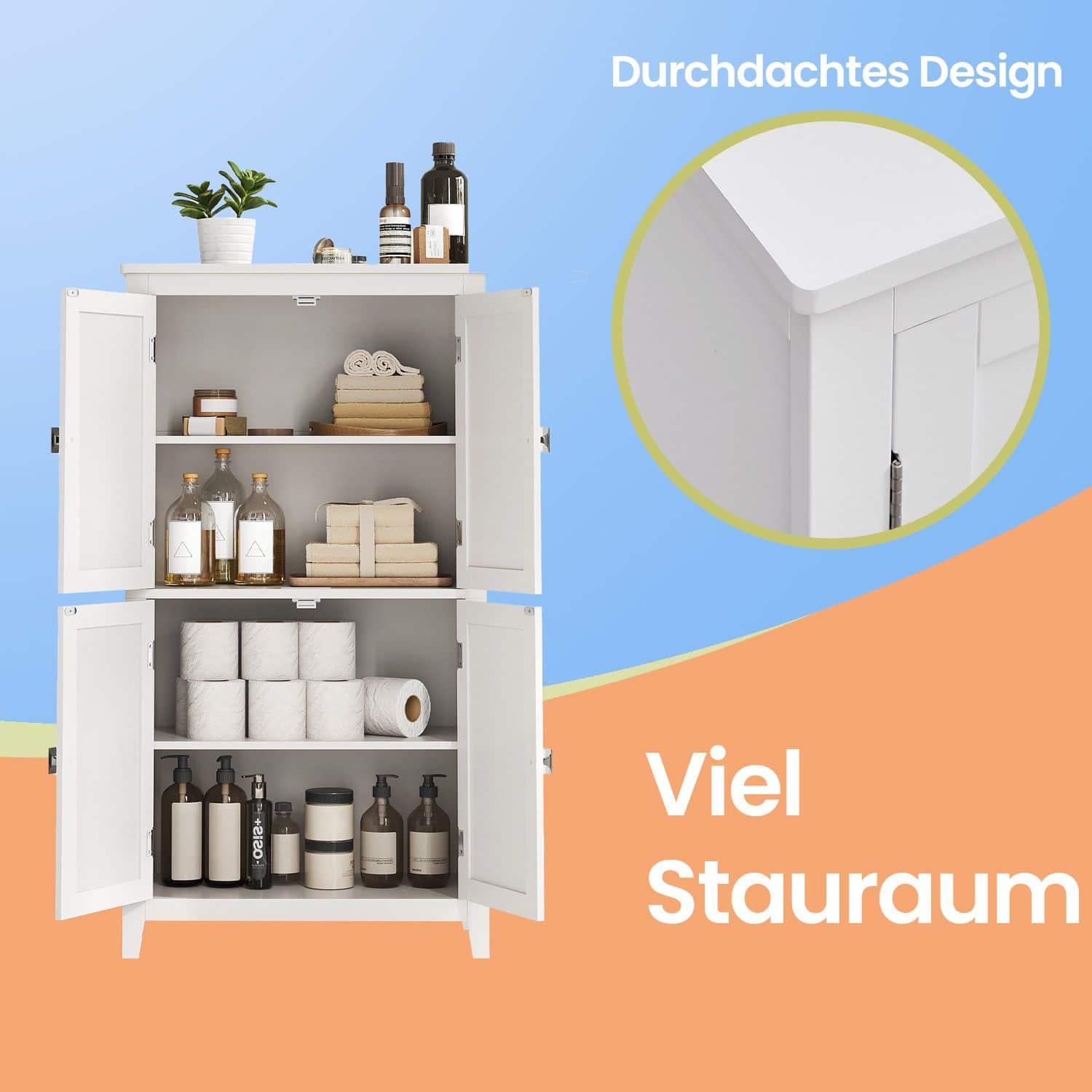Badezimmerschrank, Badschrank, Küchenschrank mit 4 Türen Badezimmerschrank, Badschrank, Küchenschrank mit 4 Türen